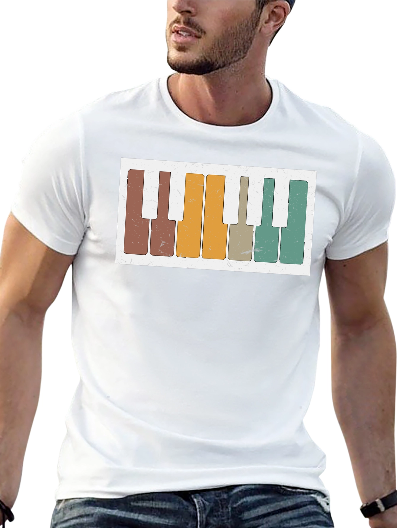 Retro Piano Keys Graphic Tee - Music Lovers T-Shirt