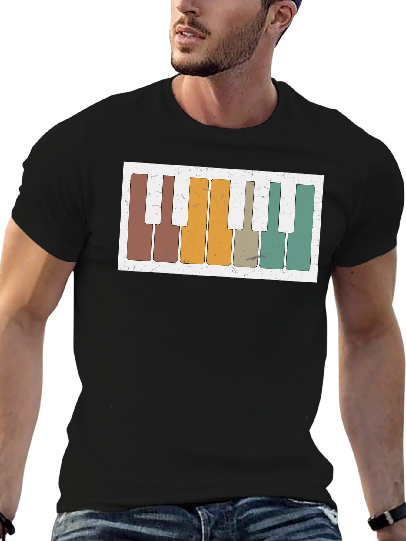 Retro Piano Keys Graphic Tee - Music Lovers T-Shirt