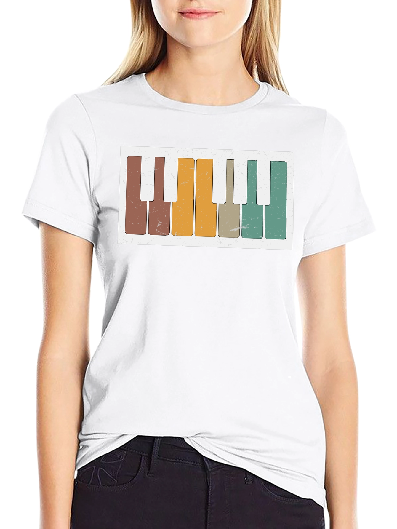 Retro Piano Keys Graphic Tee - Music Lovers T-Shirt