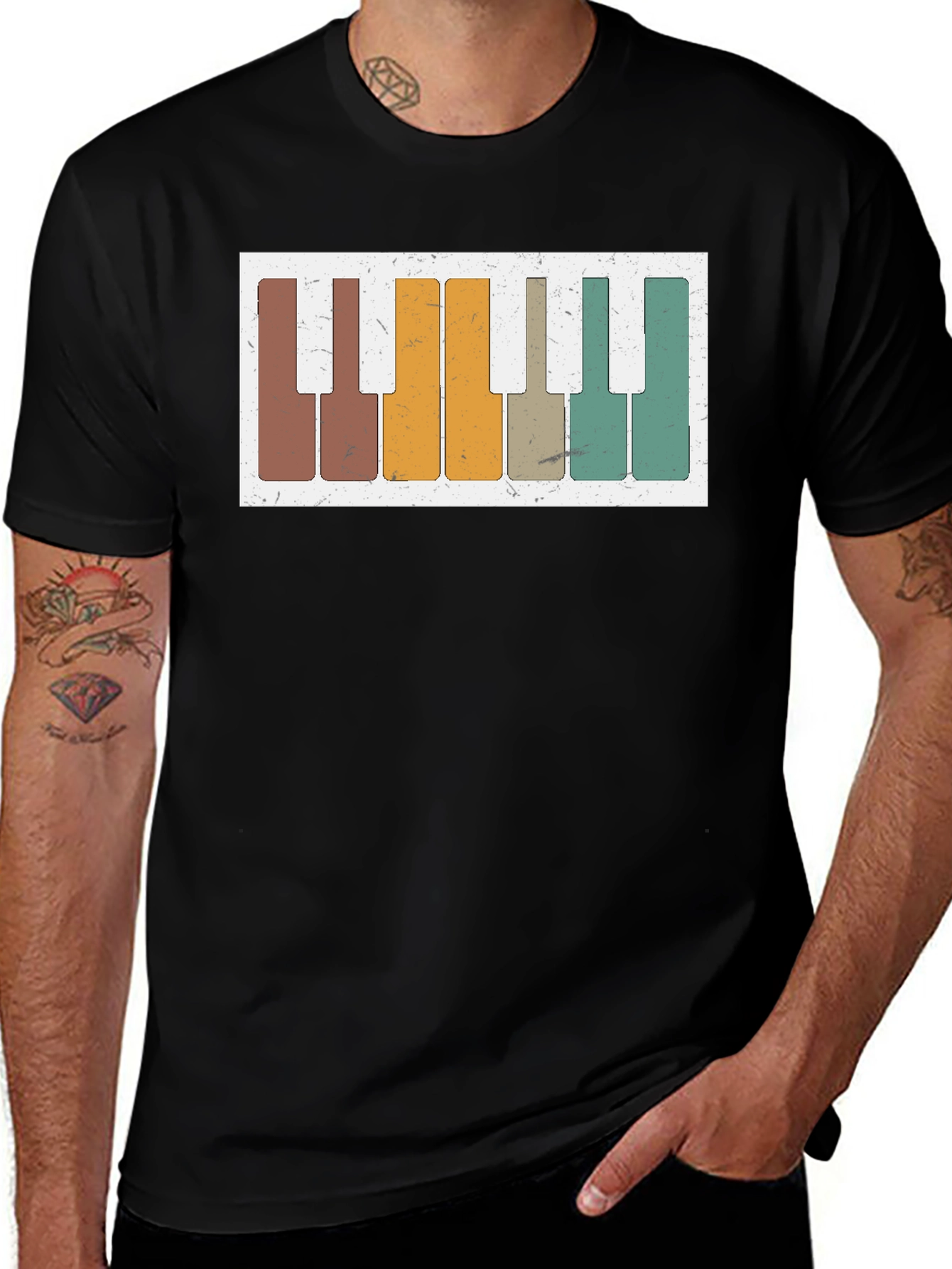 Retro Piano Keys Graphic Tee - Music Lovers T-Shirt