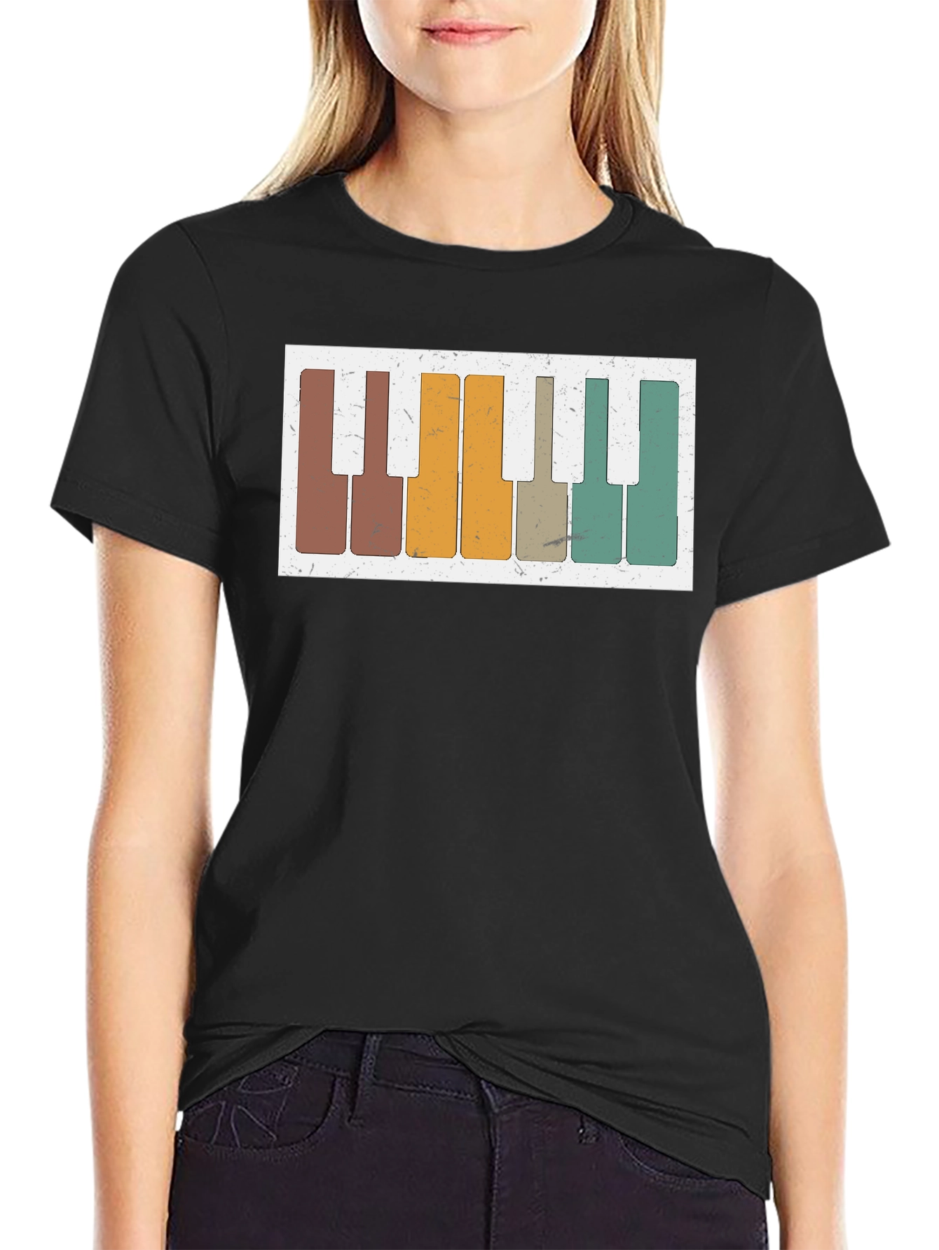 Retro Piano Keys Graphic Tee - Music Lovers T-Shirt