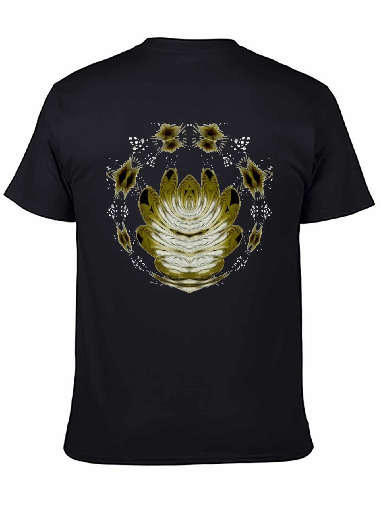 Abstract Lotus Graphic Black T-Shirt