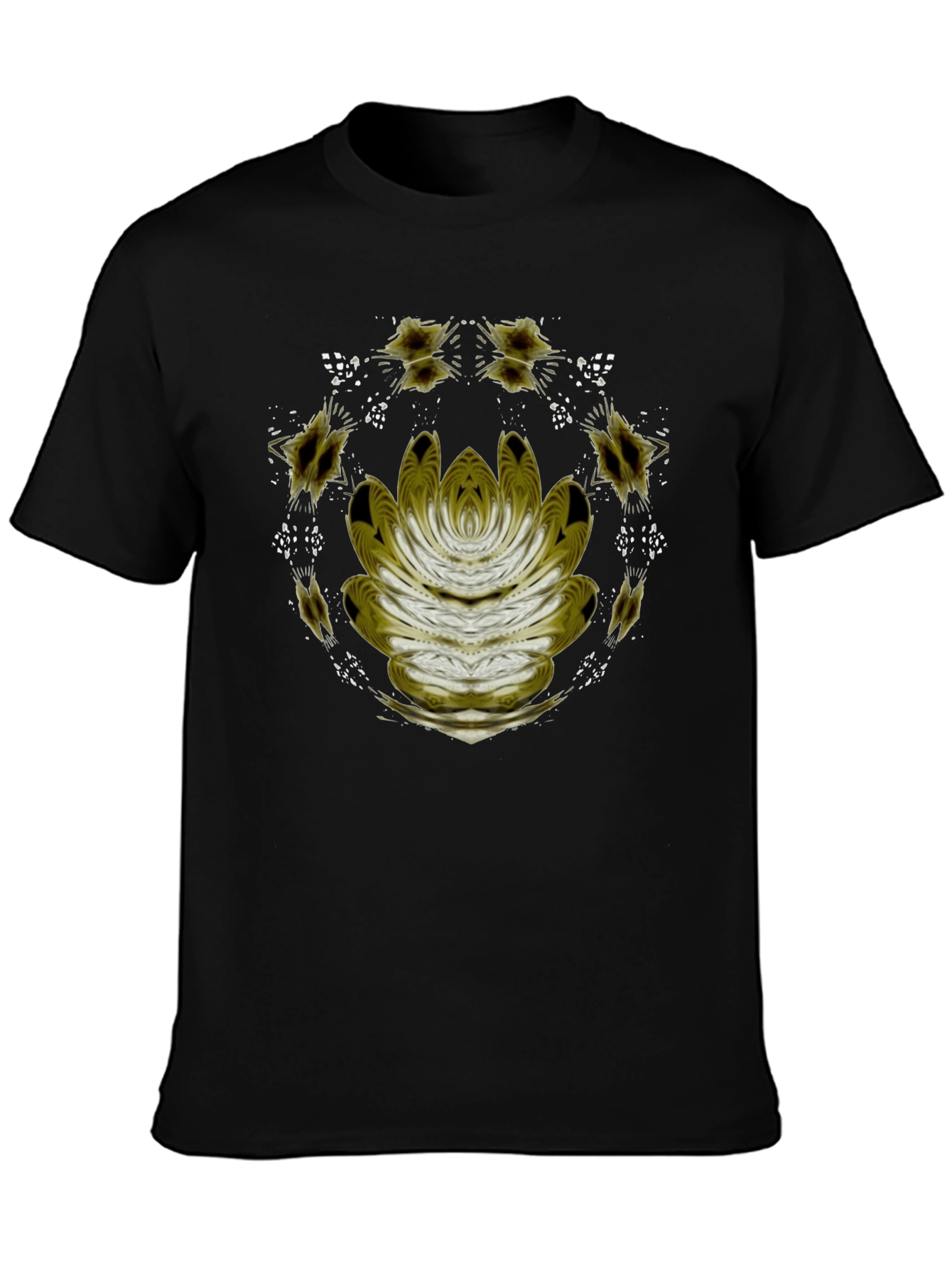 Abstract Lotus Graphic Black T-Shirt