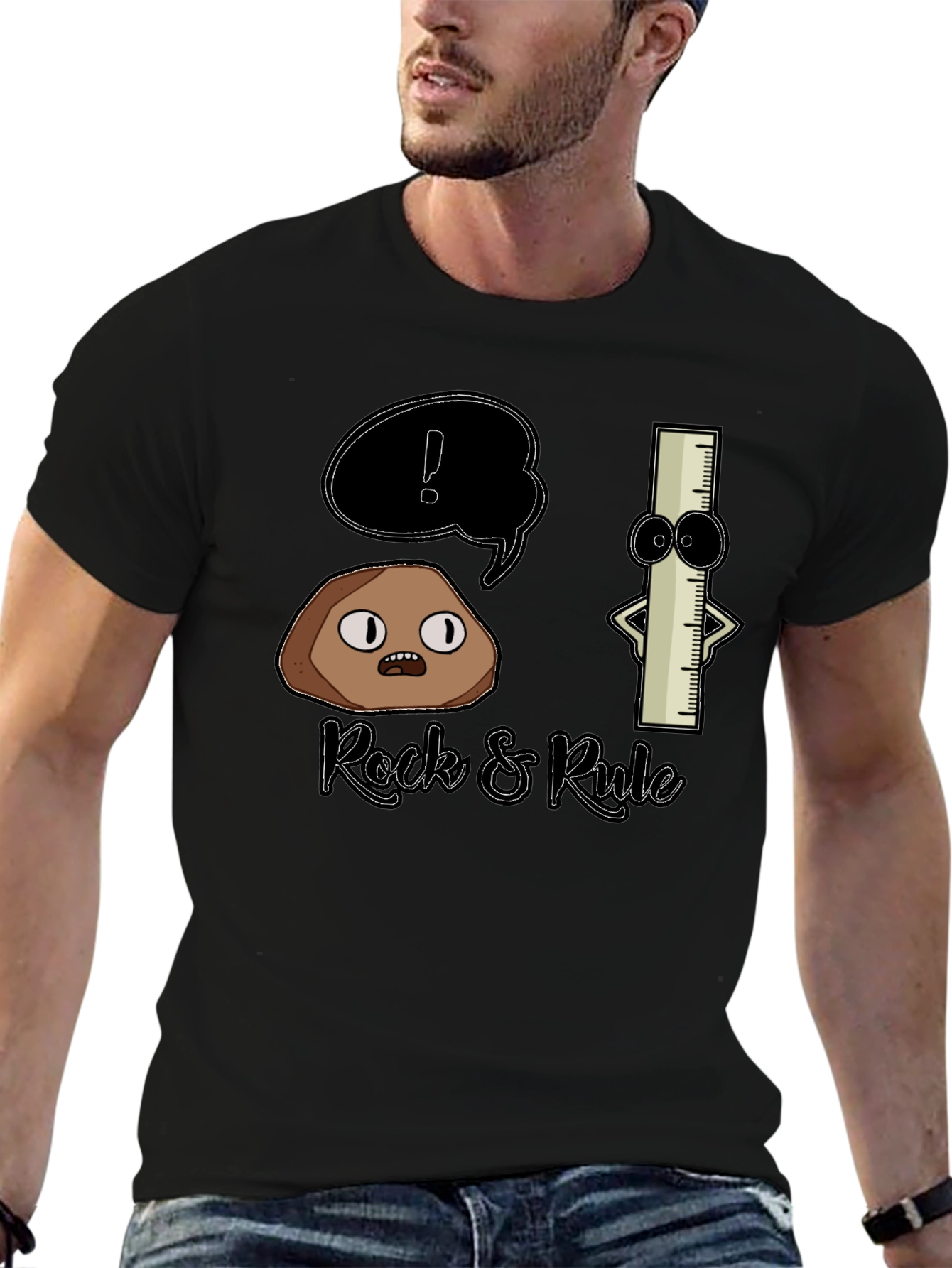Rock & Rule Graphic T-Shirt - Cartoon Comedy Tee