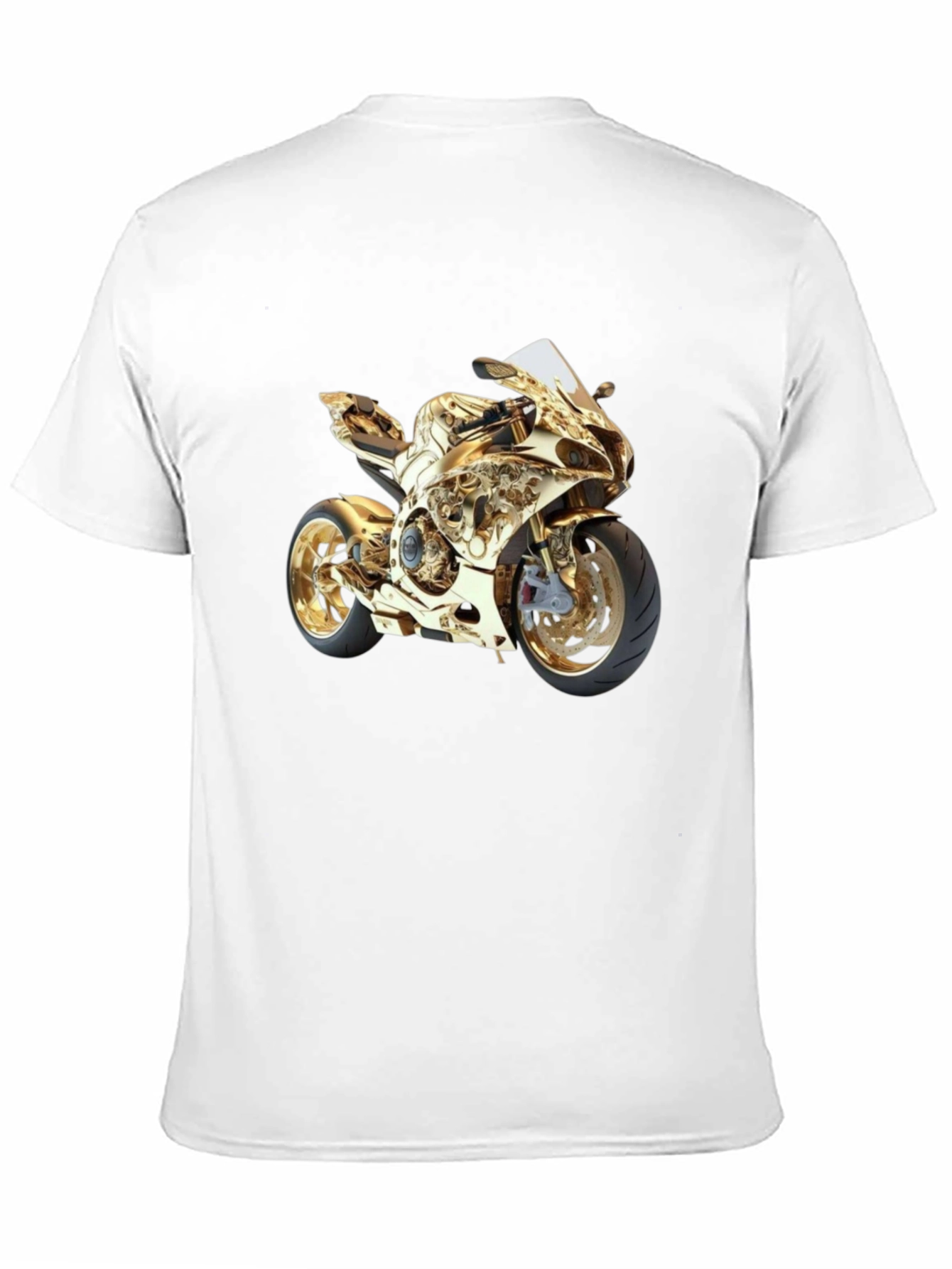 Gold Motorcycle Graphic Tee - Ride in Style