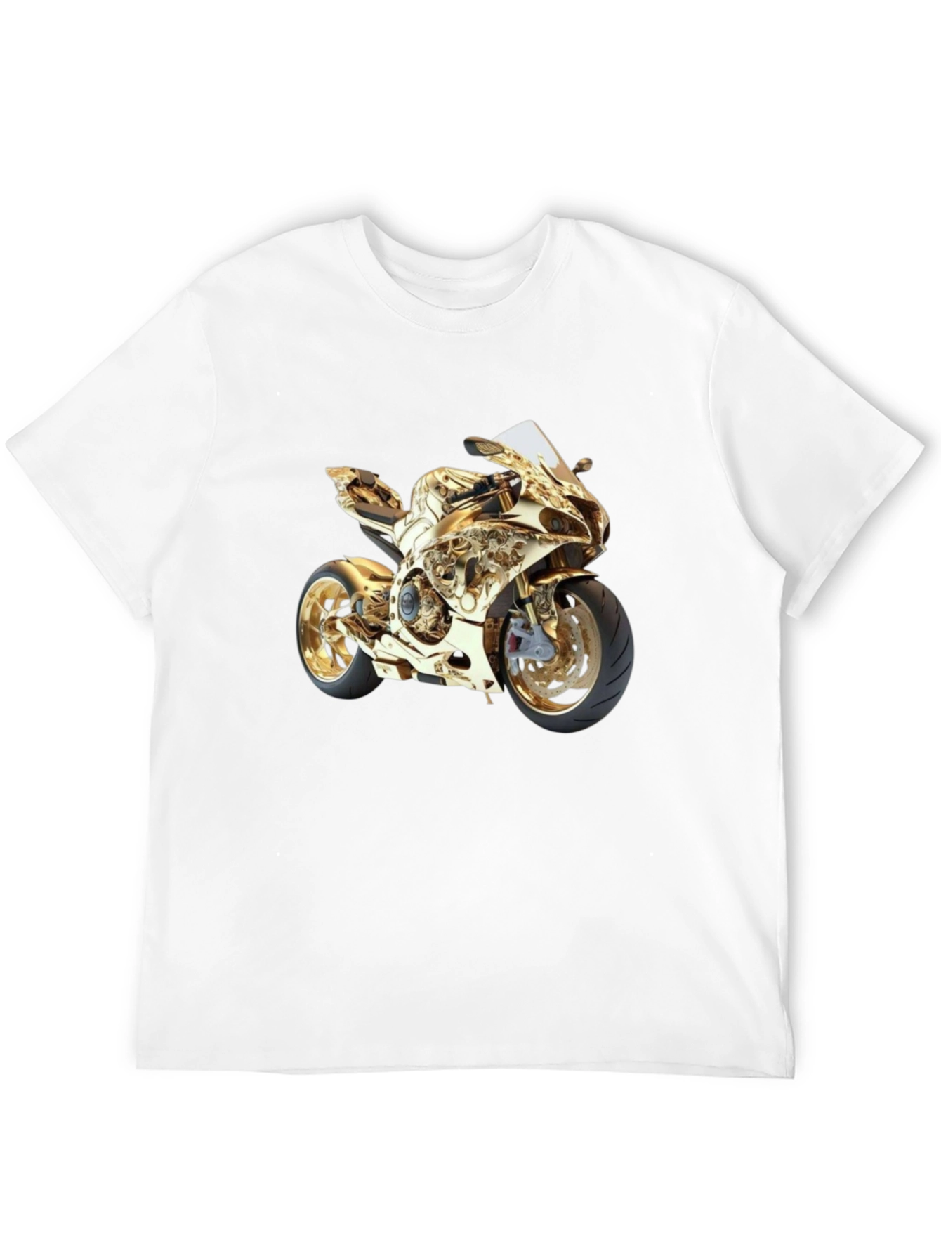 Gold Motorcycle Graphic Tee - Ride in Style