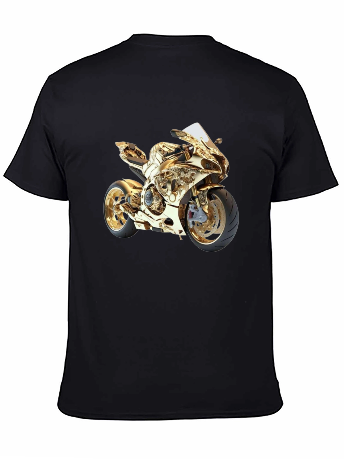 Gold Motorcycle Graphic Tee - Ride in Style