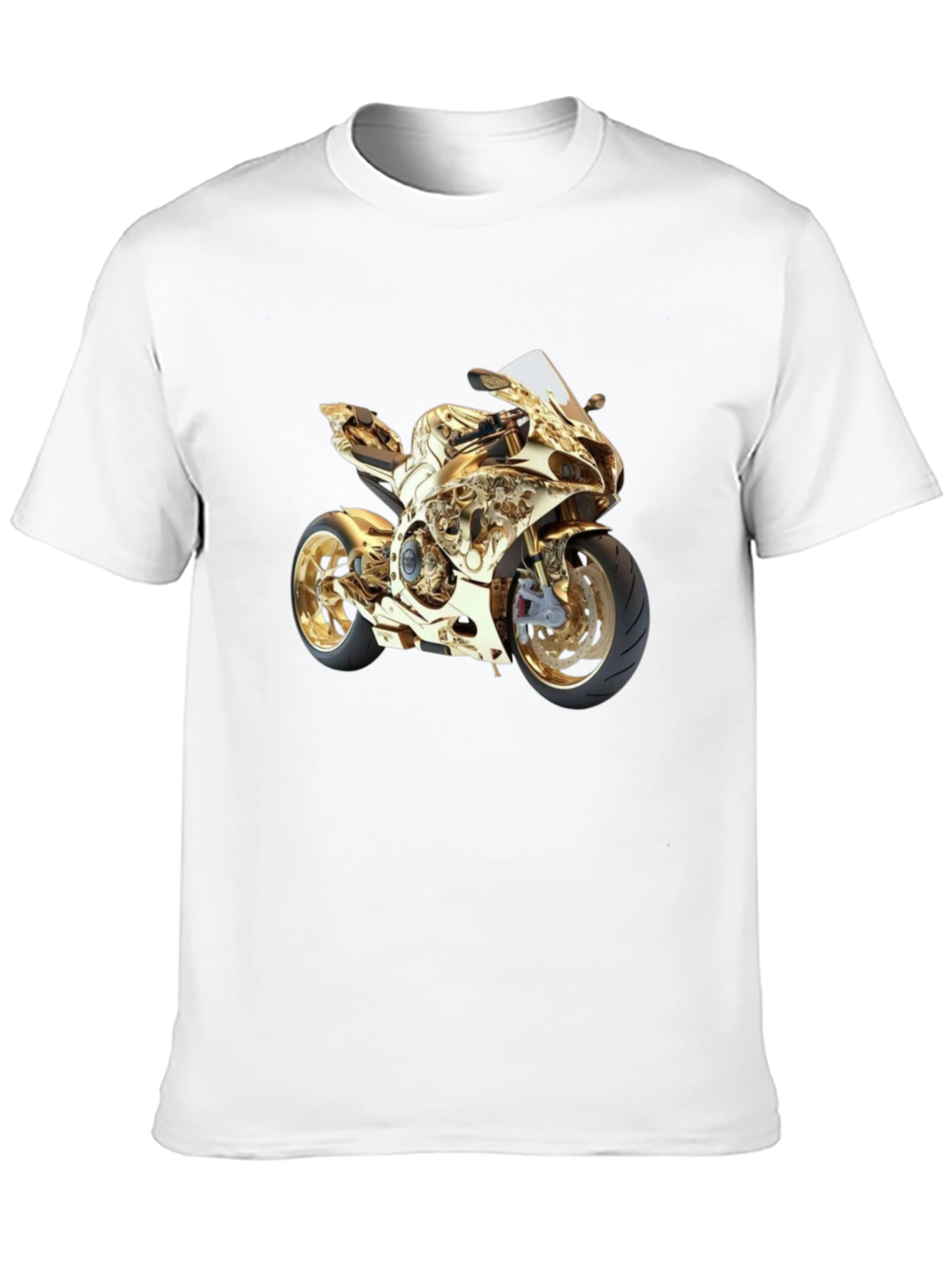 Gold Motorcycle Graphic Tee - Ride in Style