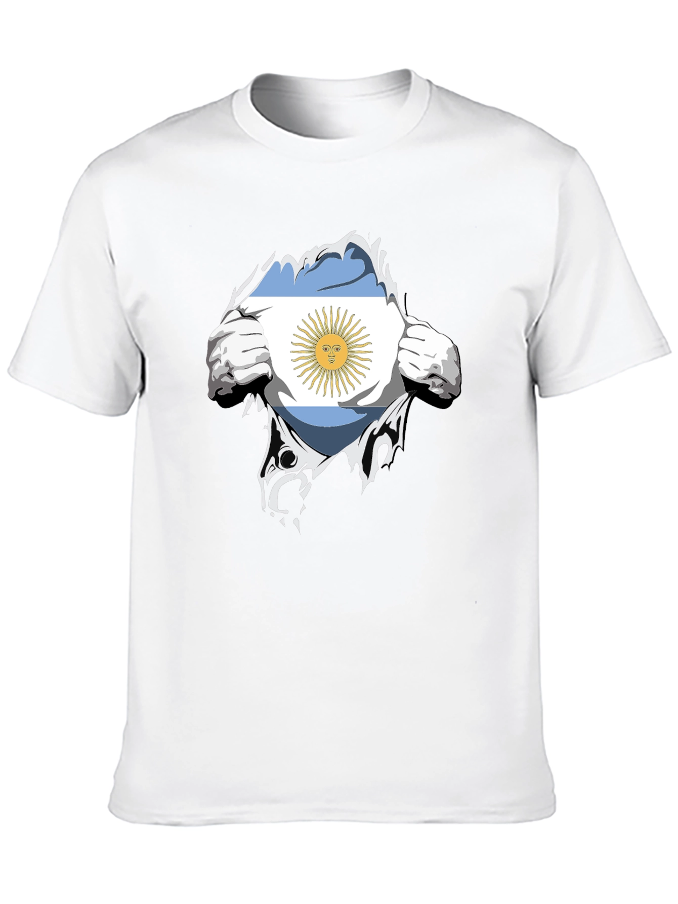Argentina Flag Chest Rip Black T-Shirt
