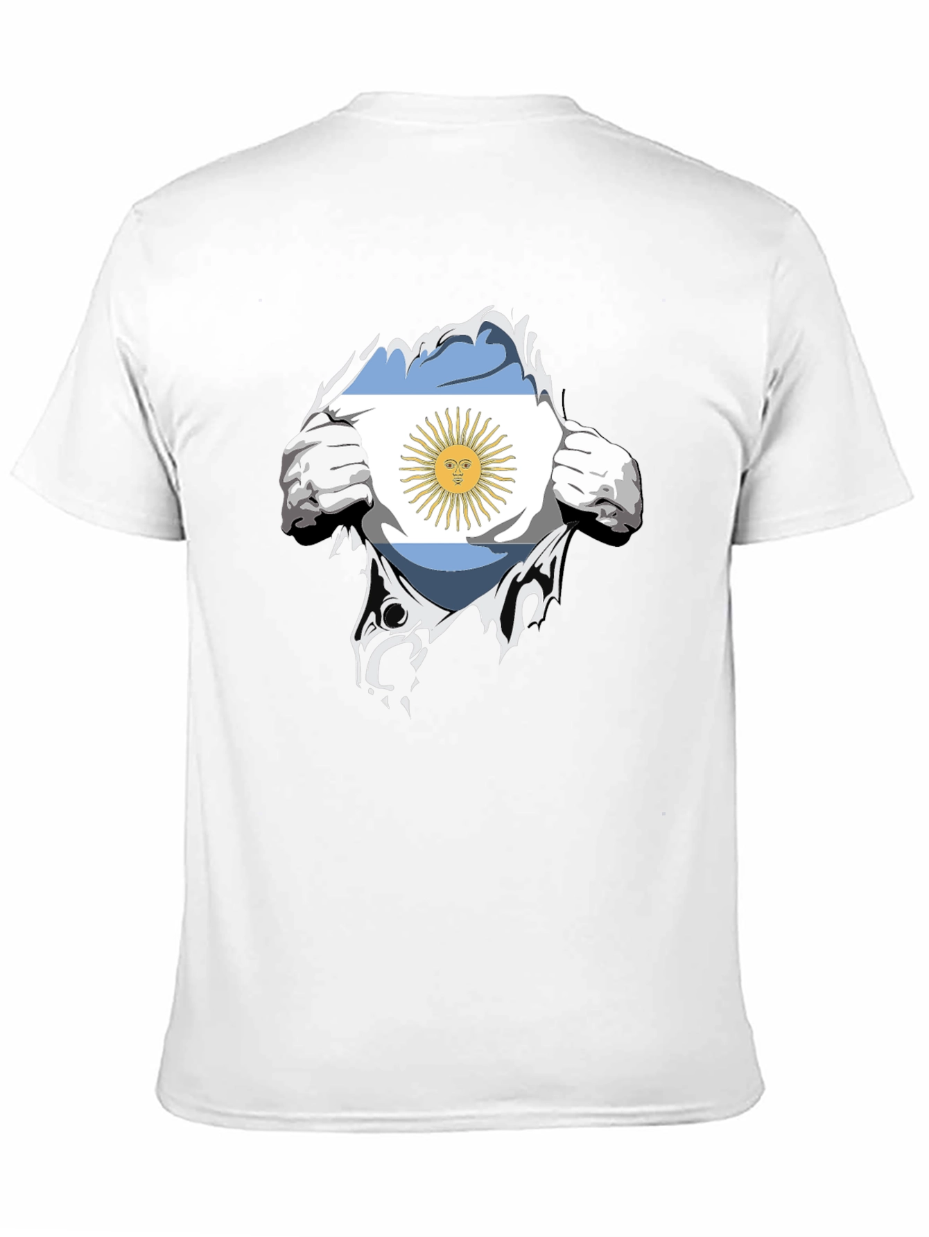 Argentina Flag Chest Rip Black T-Shirt