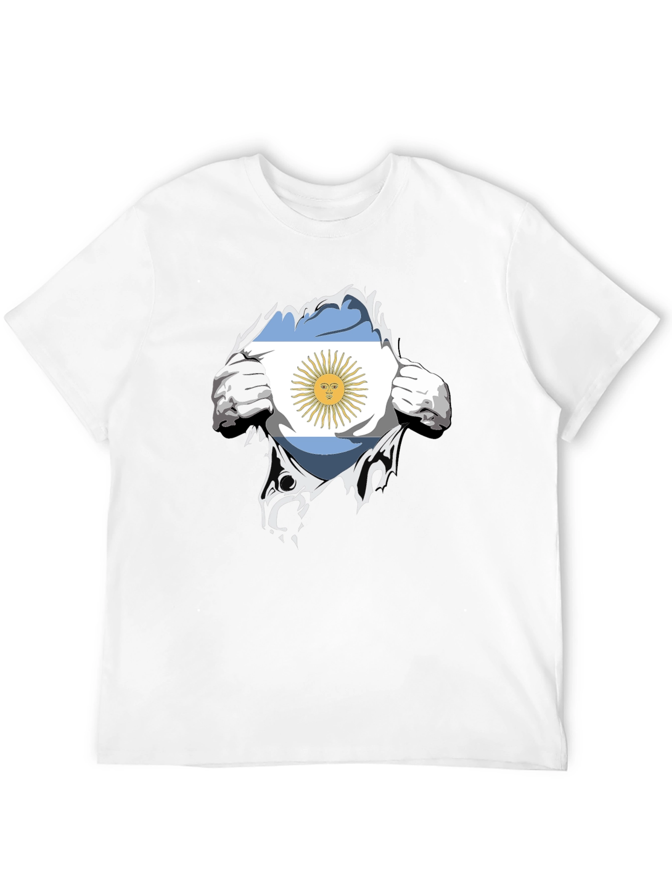 Argentina Flag Chest Rip Black T-Shirt