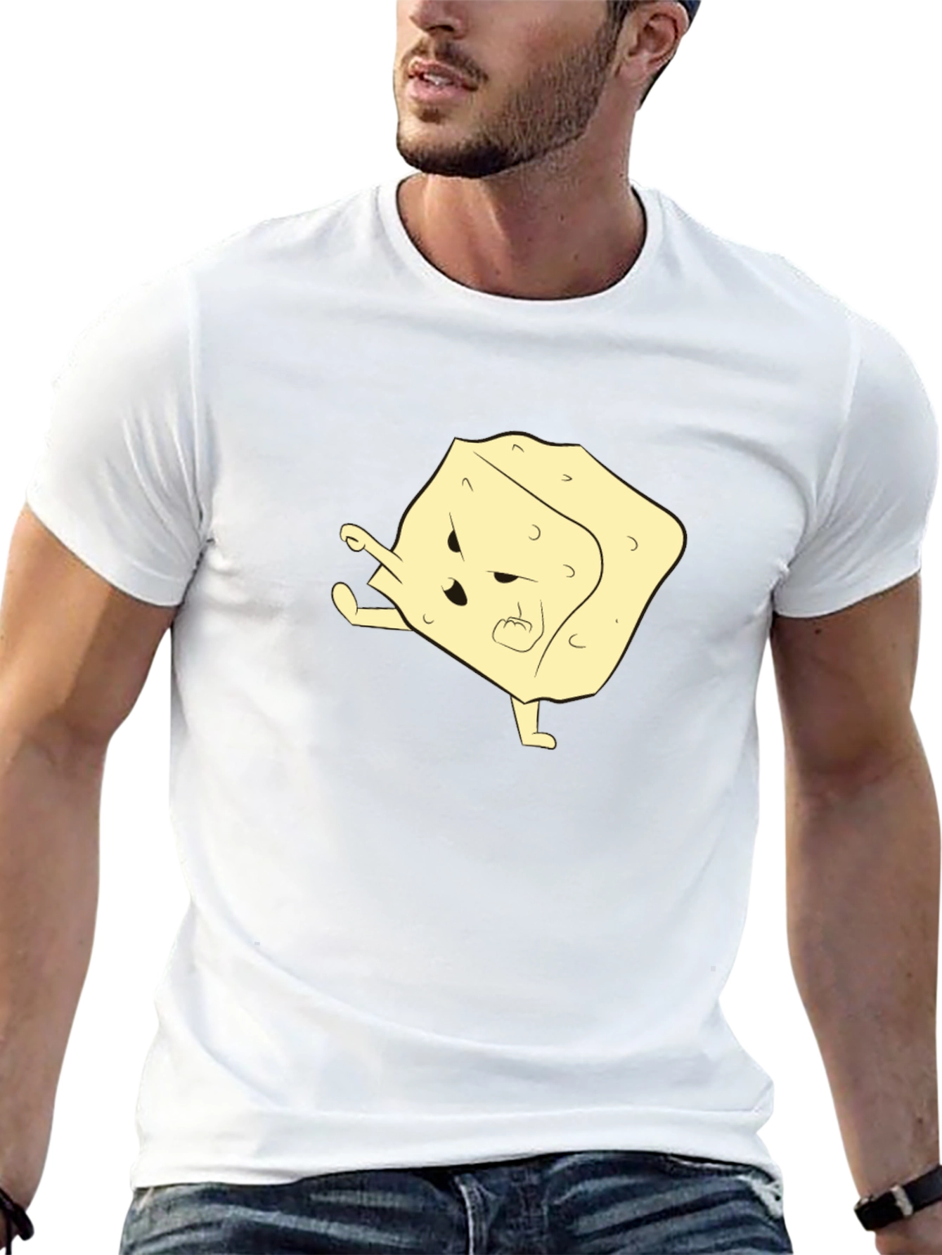 Funny Cartoon Tofu T-Shirt - Black