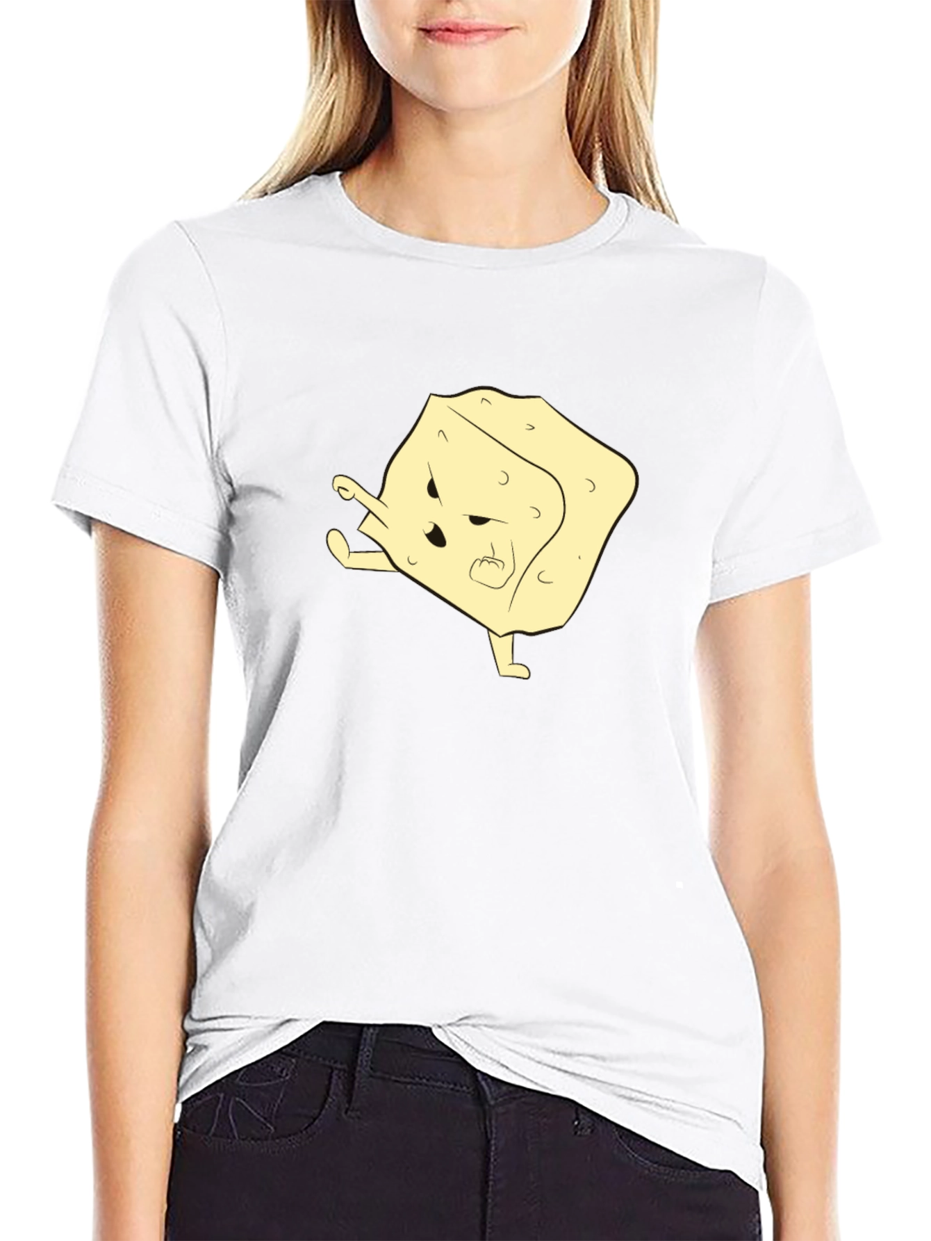 Funny Cartoon Tofu T-Shirt - Black