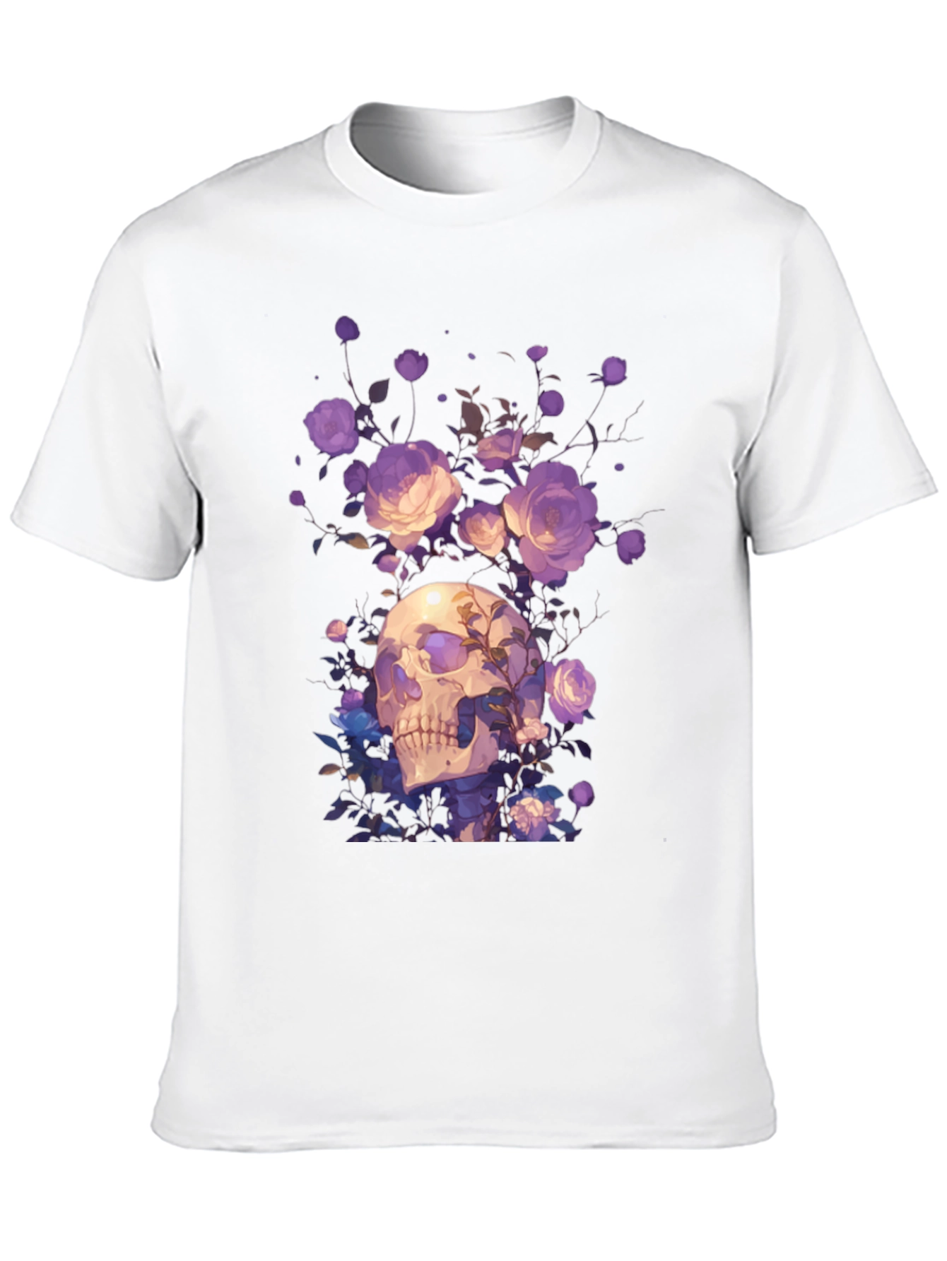 Floral Skull Graphic T-Shirt - Artistic Design