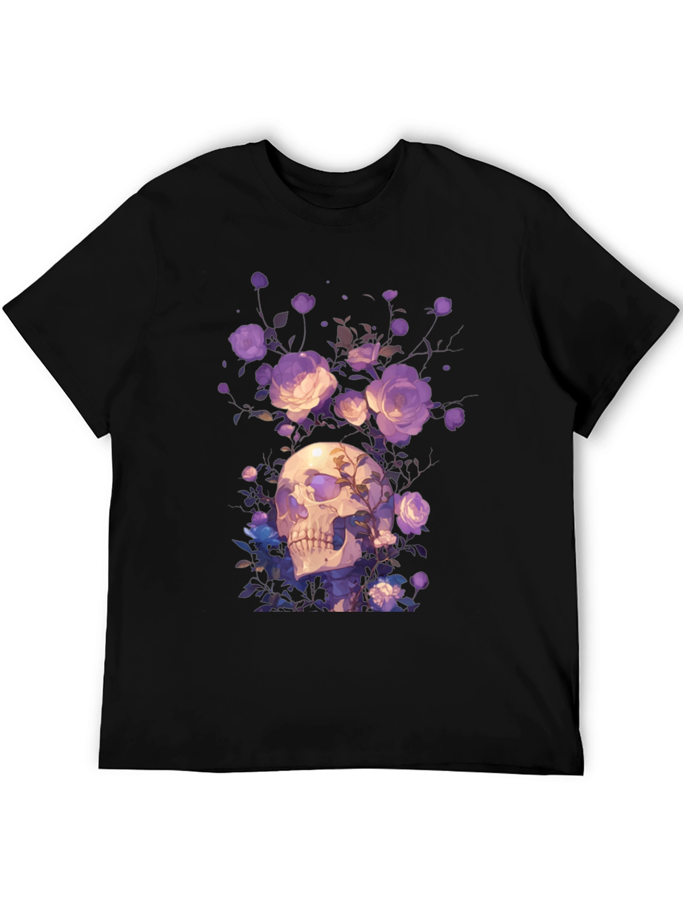 Floral Skull Graphic T-Shirt - Artistic Design