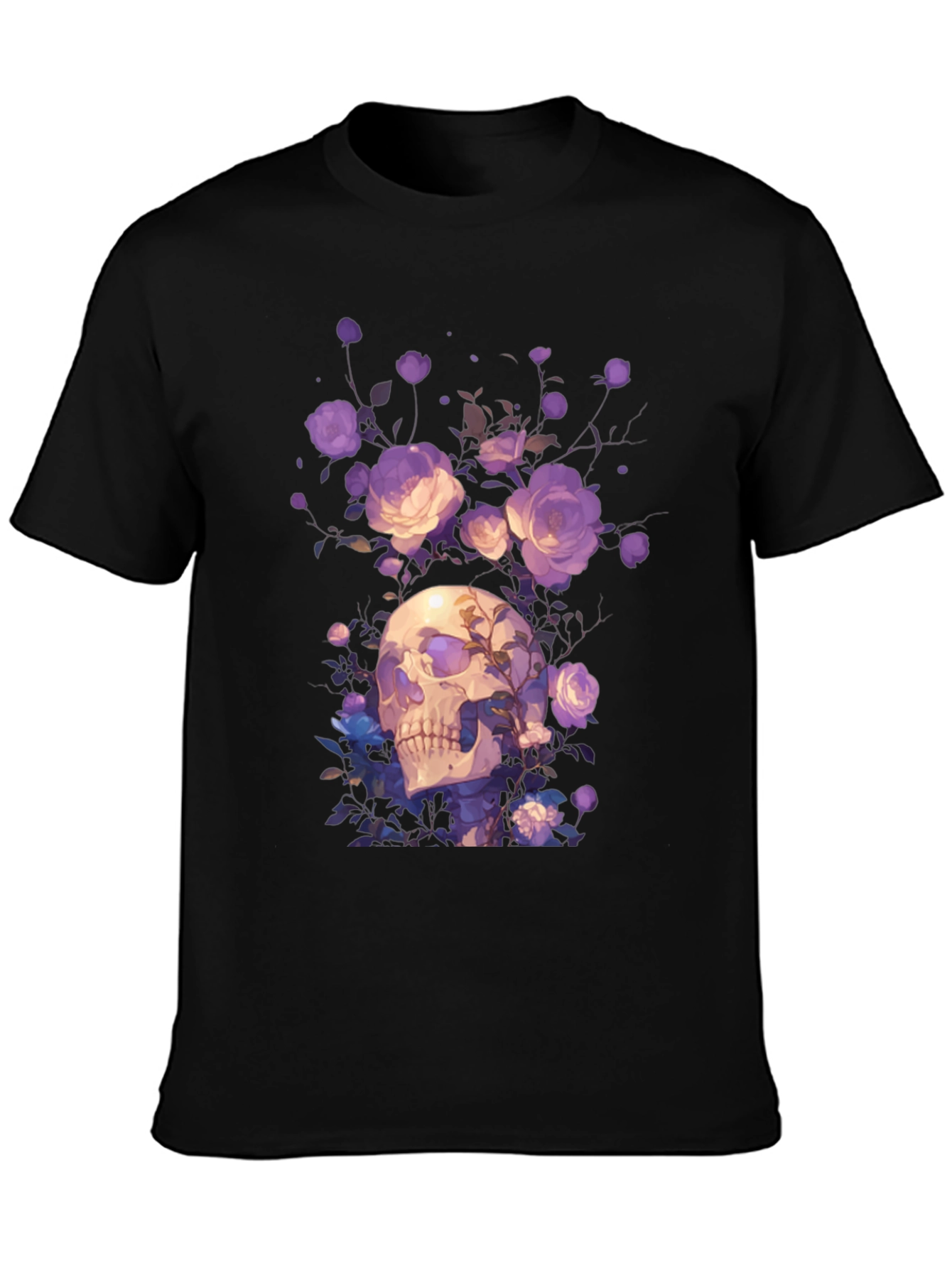 Floral Skull Graphic T-Shirt - Artistic Design