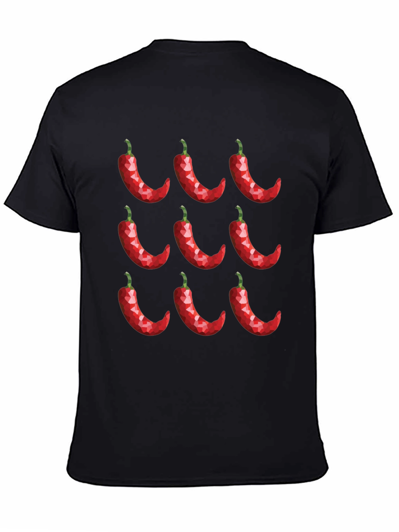 Chili Pepper Pattern Black T-Shirt