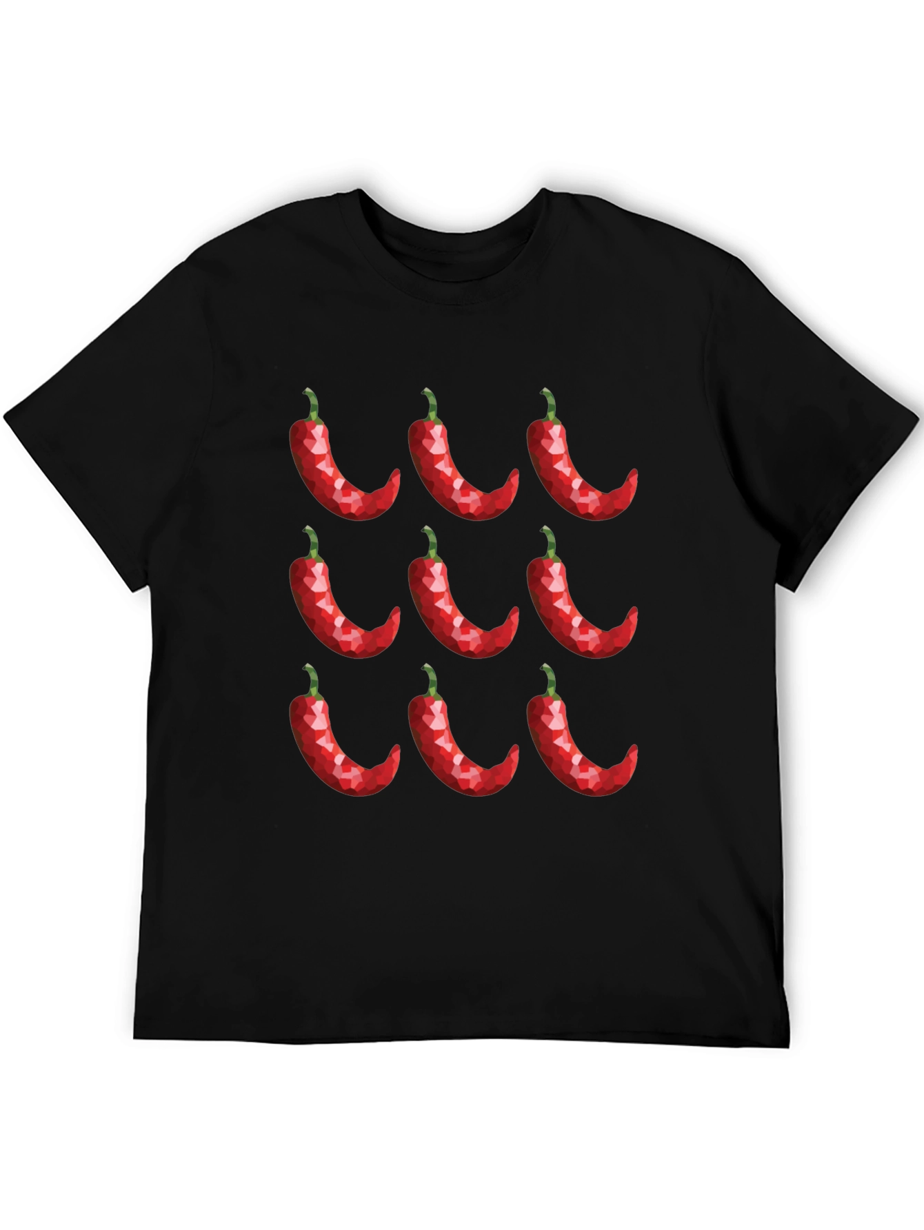 Chili Pepper Pattern Black T-Shirt