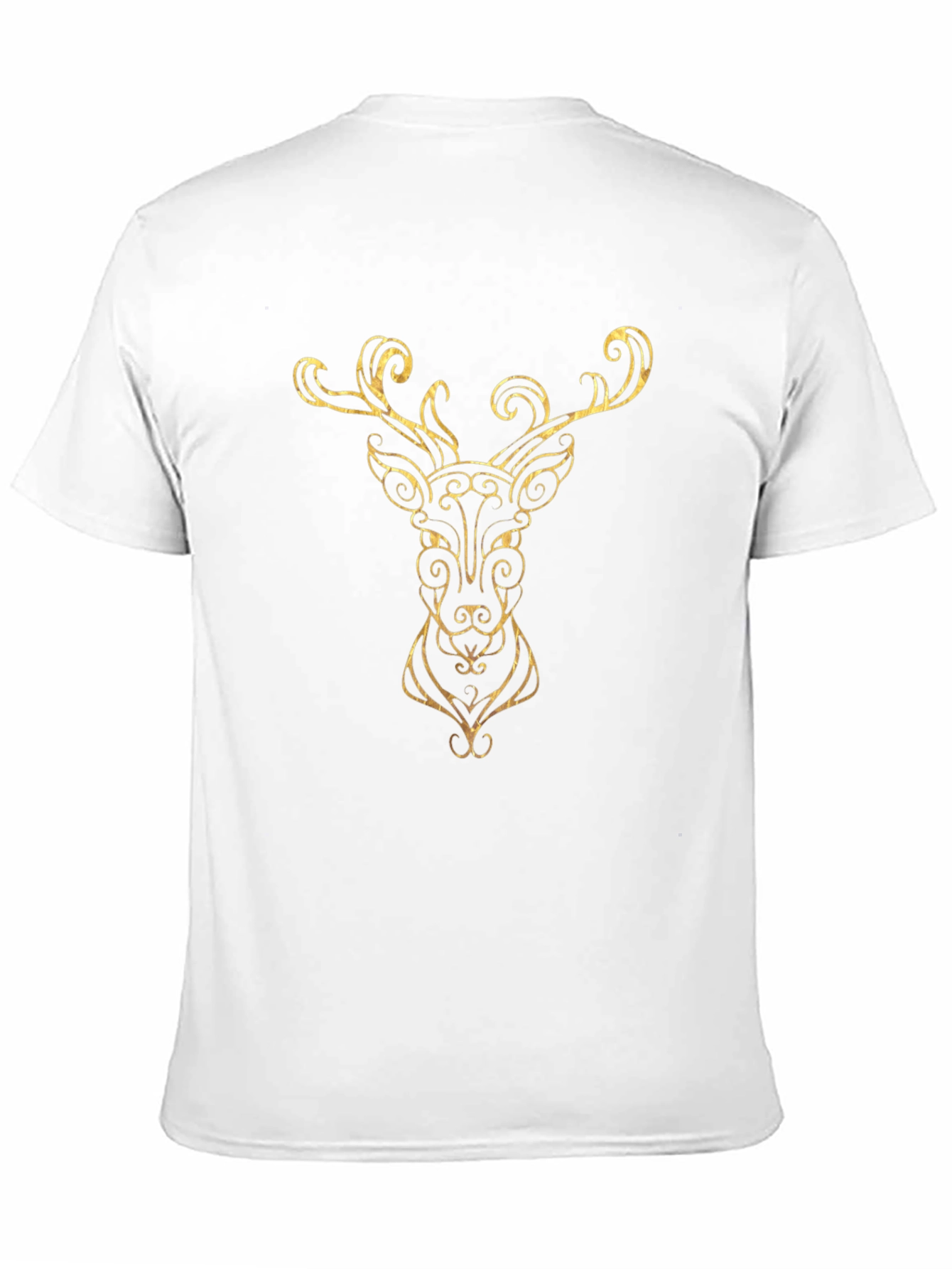 Golden Deer Head Graphic Black T-Shirt