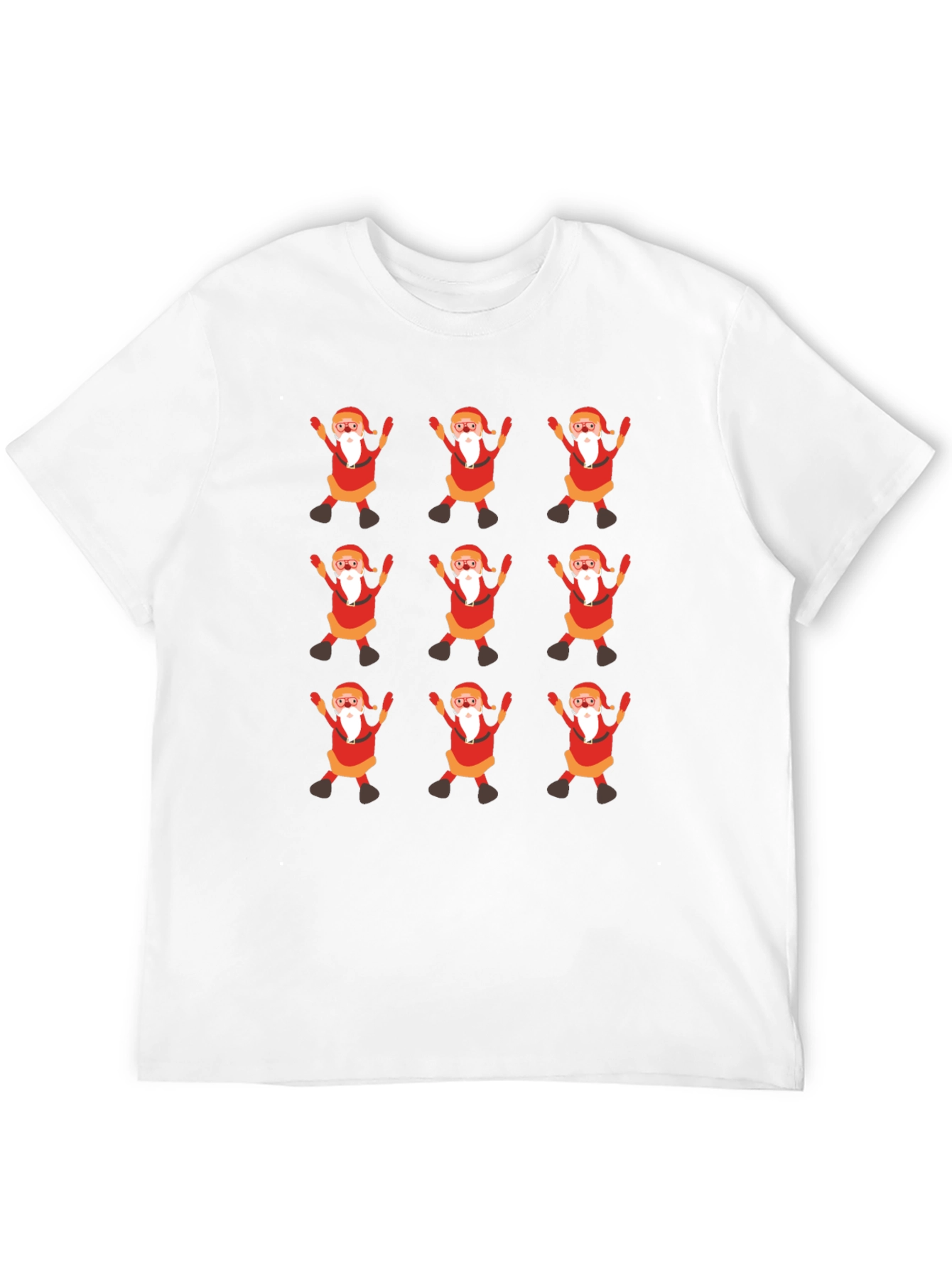 Festive Santa Pattern Black T-Shirt