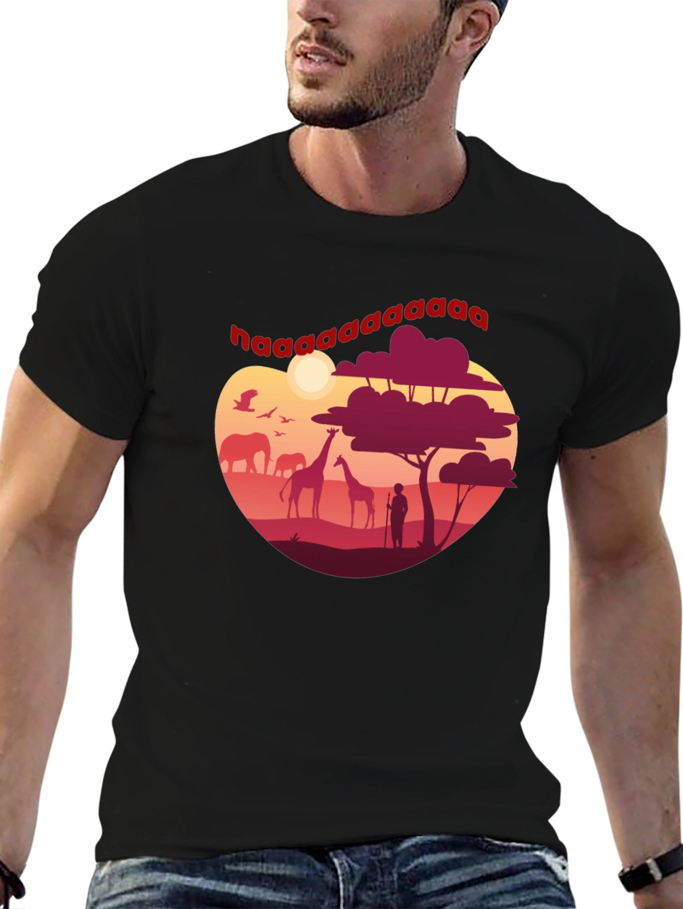 Safari Sunset Graphic Tee - Mens Black T-Shirt
