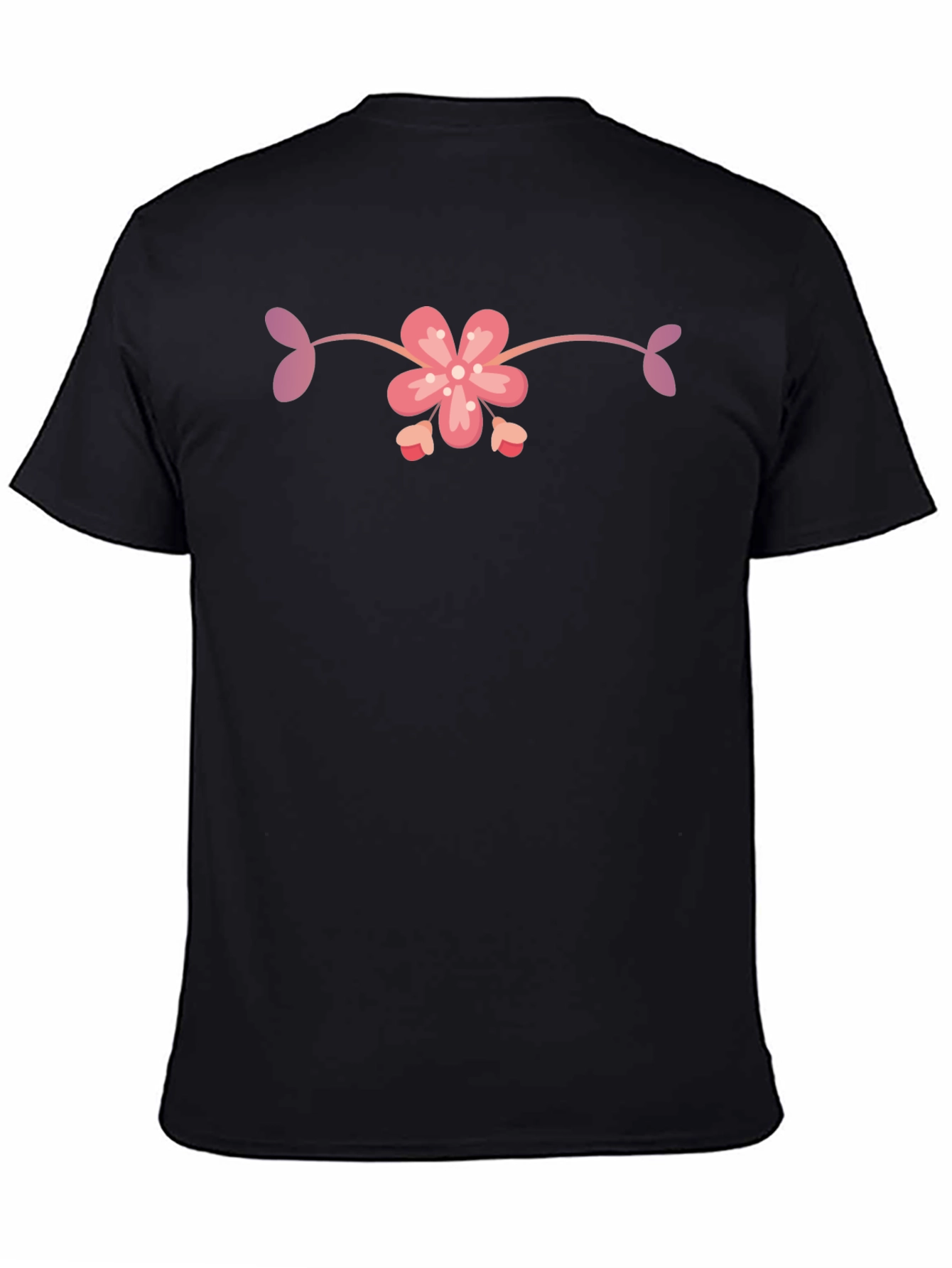 Black T-Shirt with Floral Design