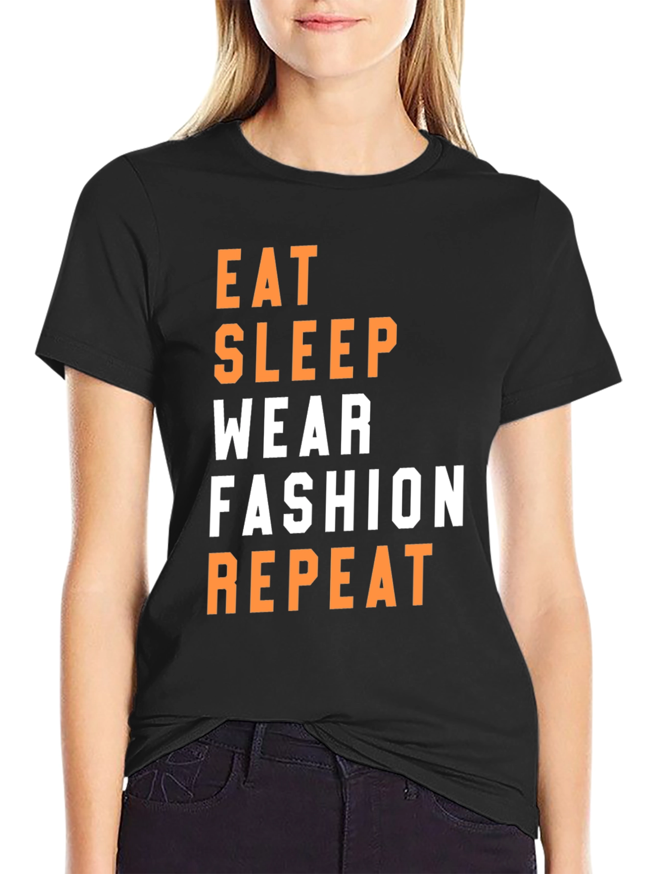 Eat Sleep Wear Fashion Repeat Black T-Shirt