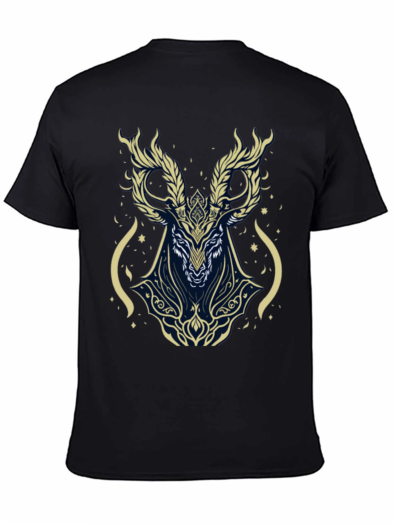 Mystic Deer Graphic Tee - Black Cotton Blend