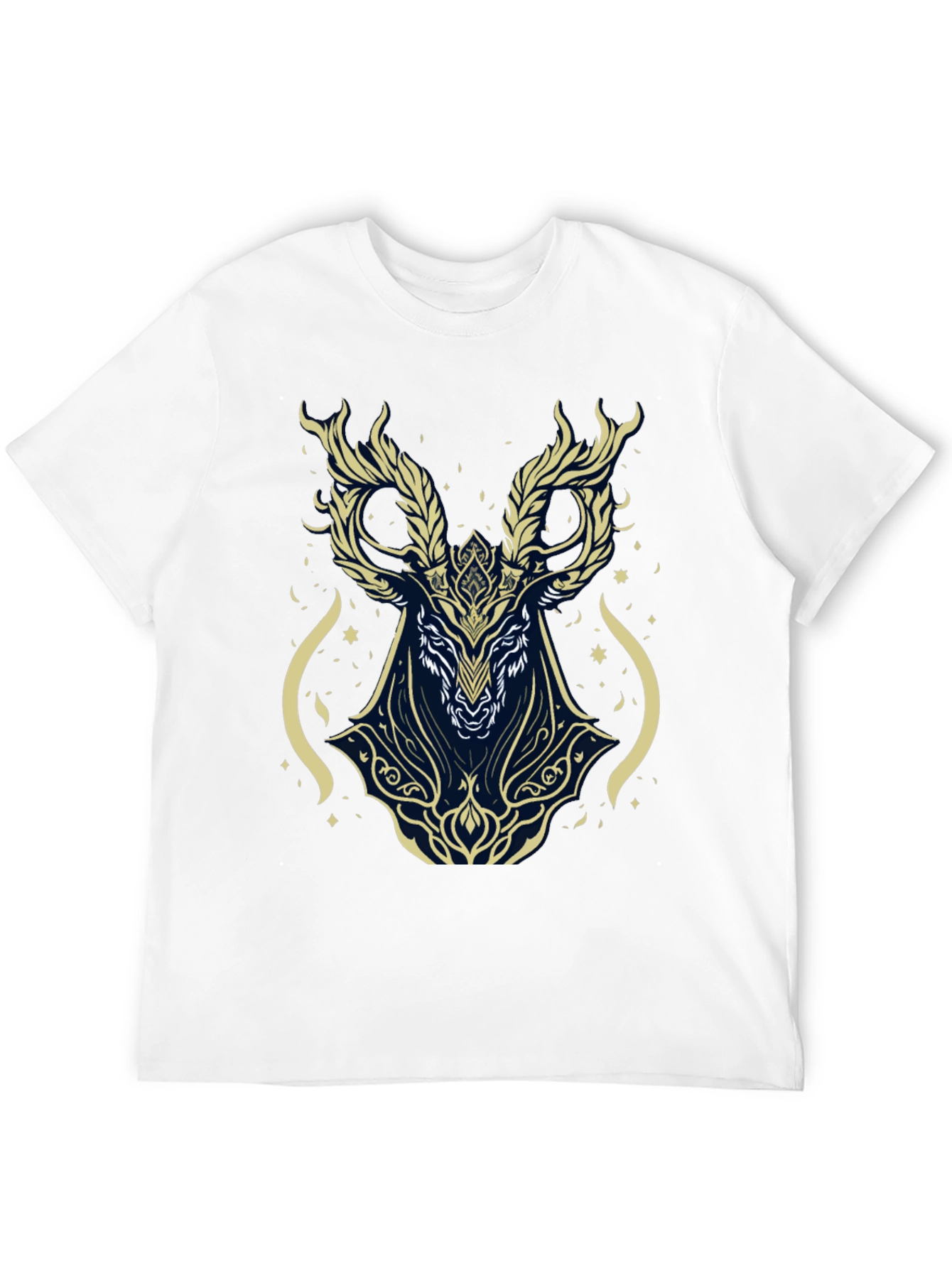 Mystic Deer Graphic Tee - Black Cotton Blend