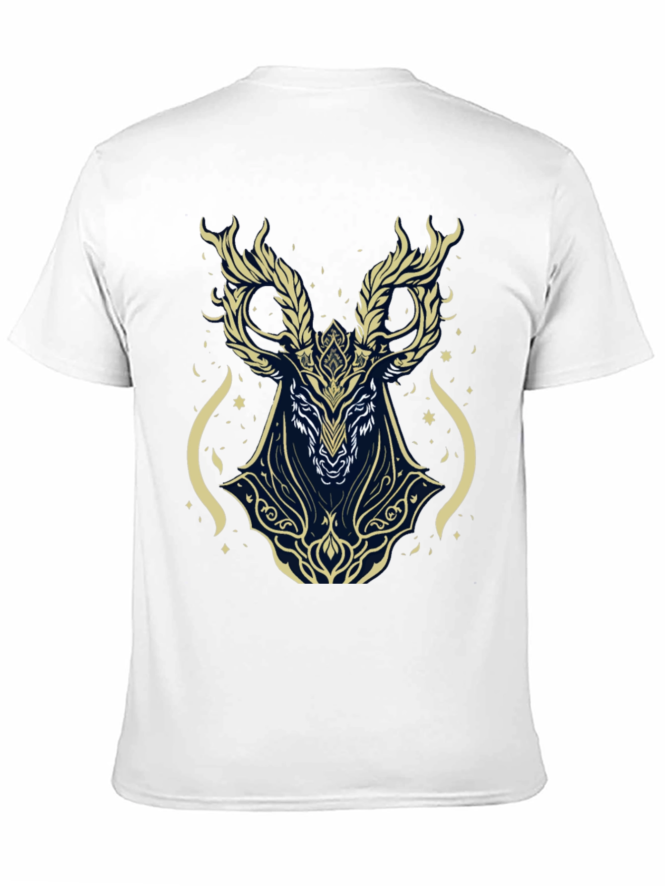 Mystic Deer Graphic Tee - Black Cotton Blend