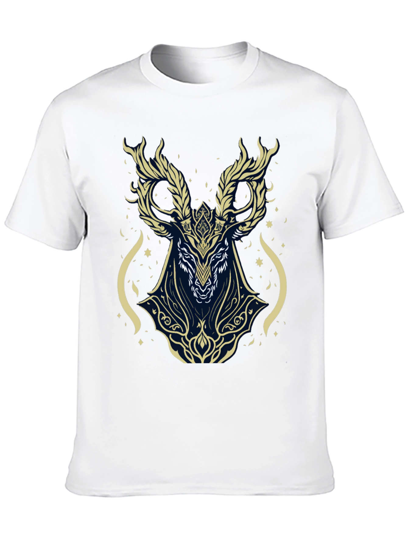 Mystic Deer Graphic Tee - Black Cotton Blend