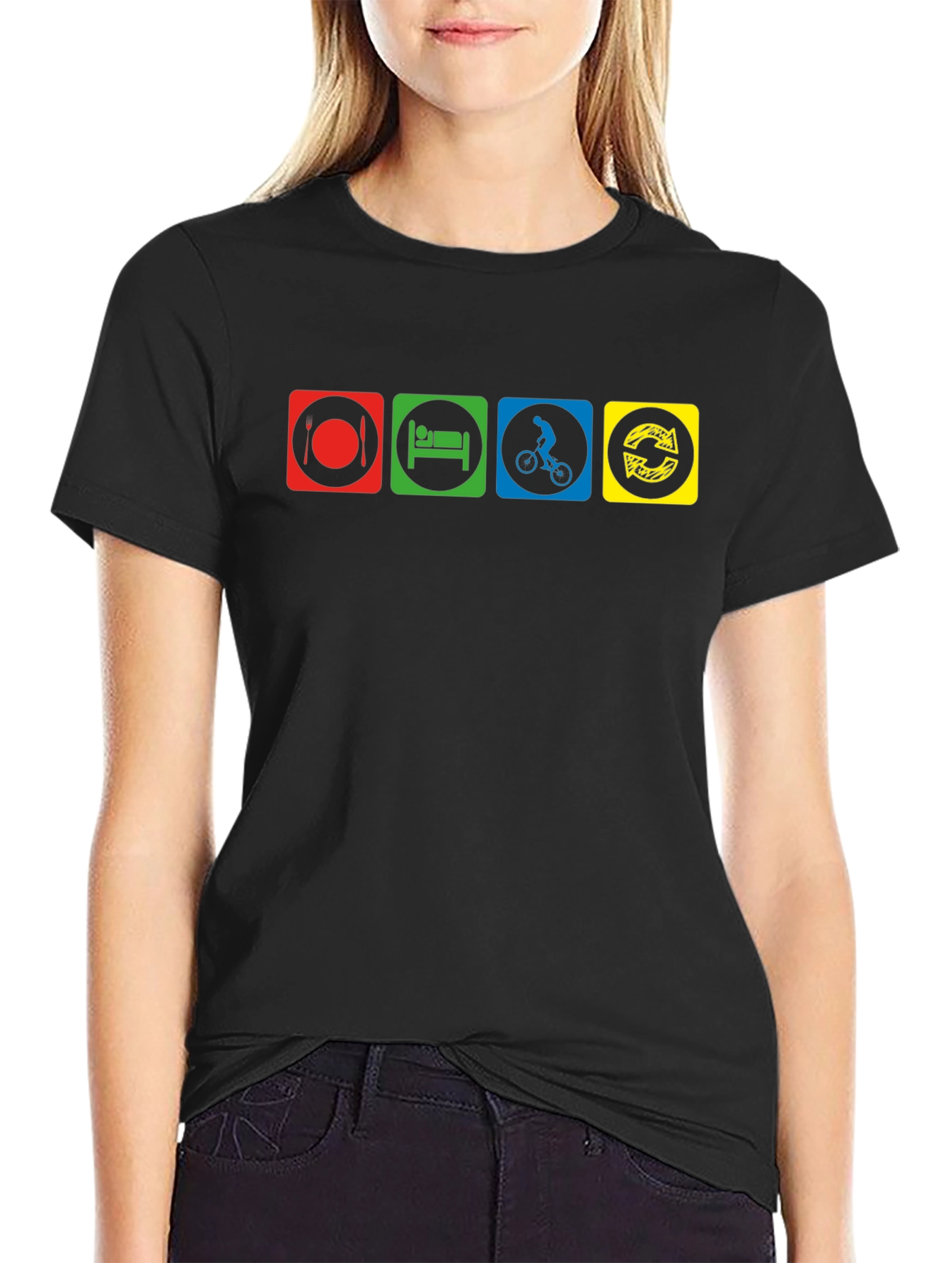Eat Sleep Ride Repeat Black T-Shirt