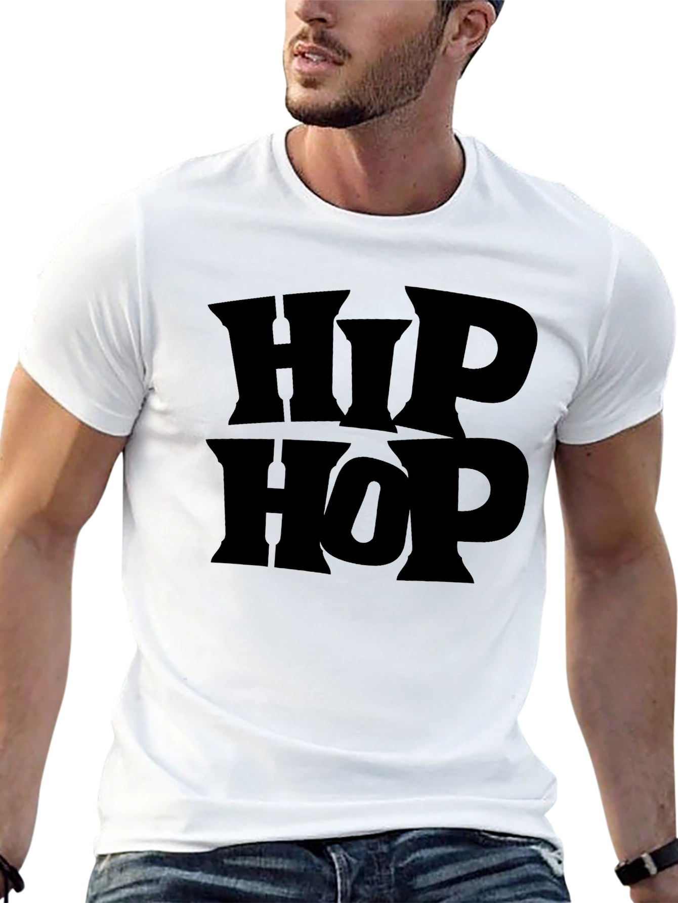 Hip Hop Graphic Tee - Bold Black T-Shirt