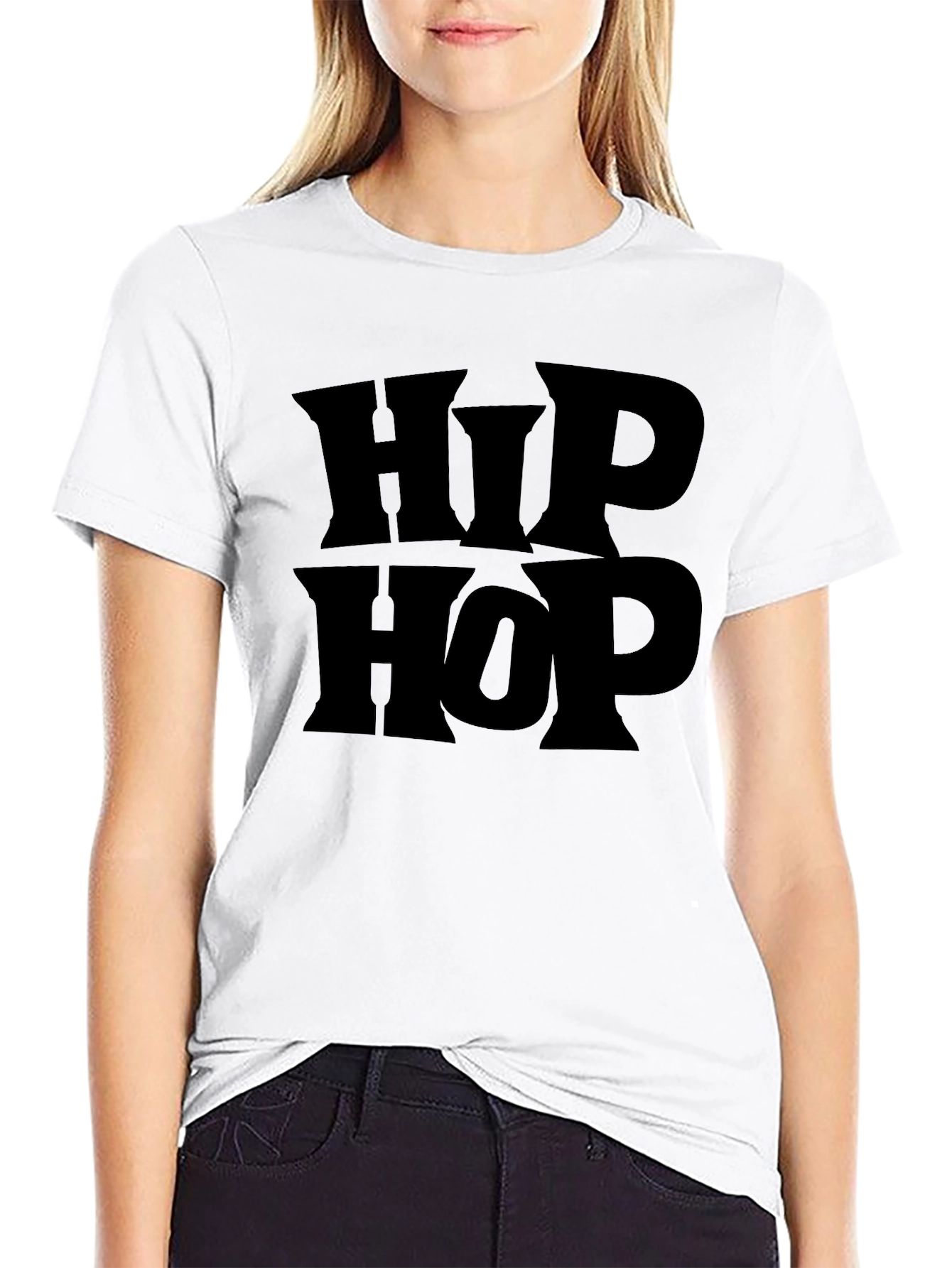 Hip Hop Graphic Tee - Bold Black T-Shirt