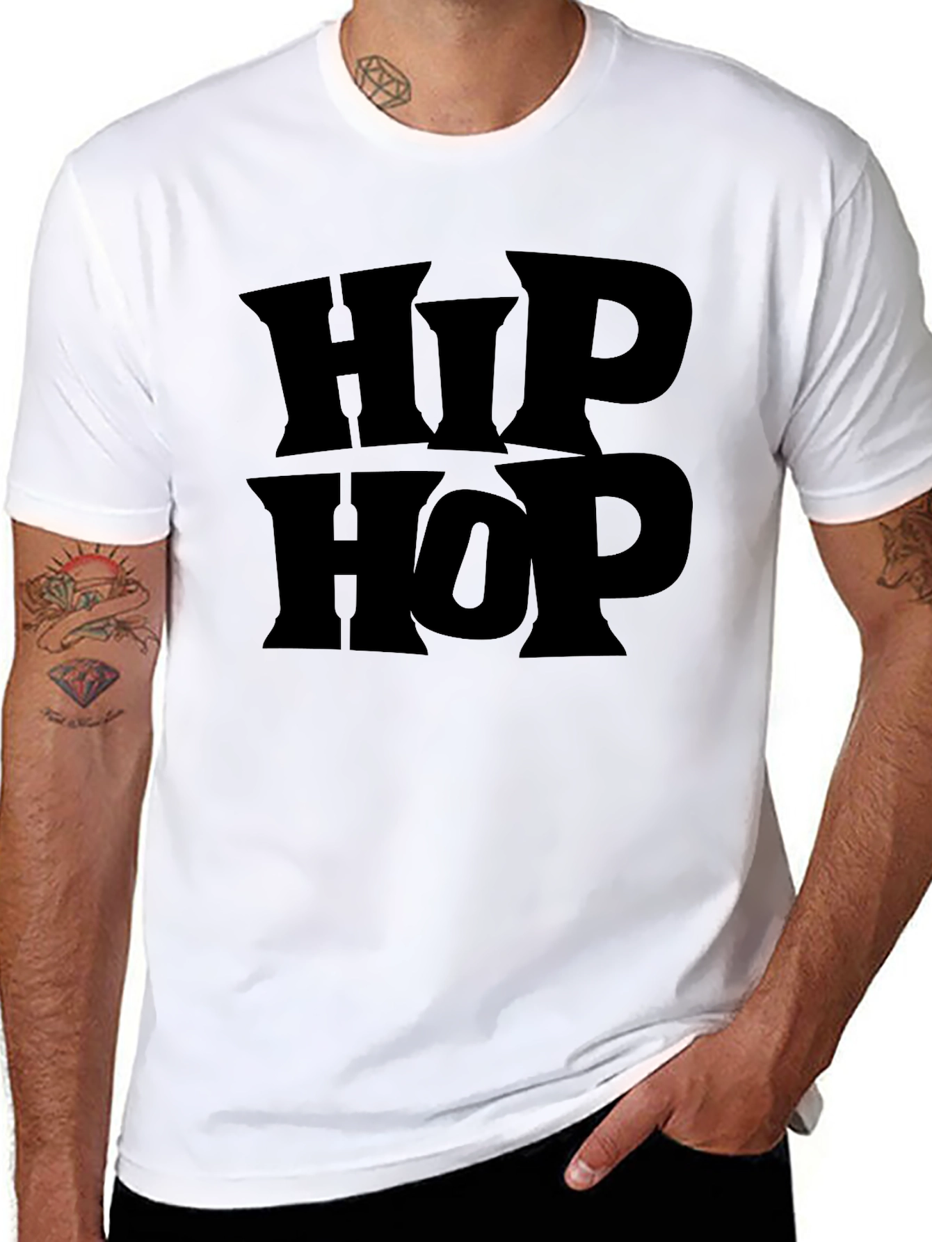 Hip Hop Graphic Tee - Bold Black T-Shirt