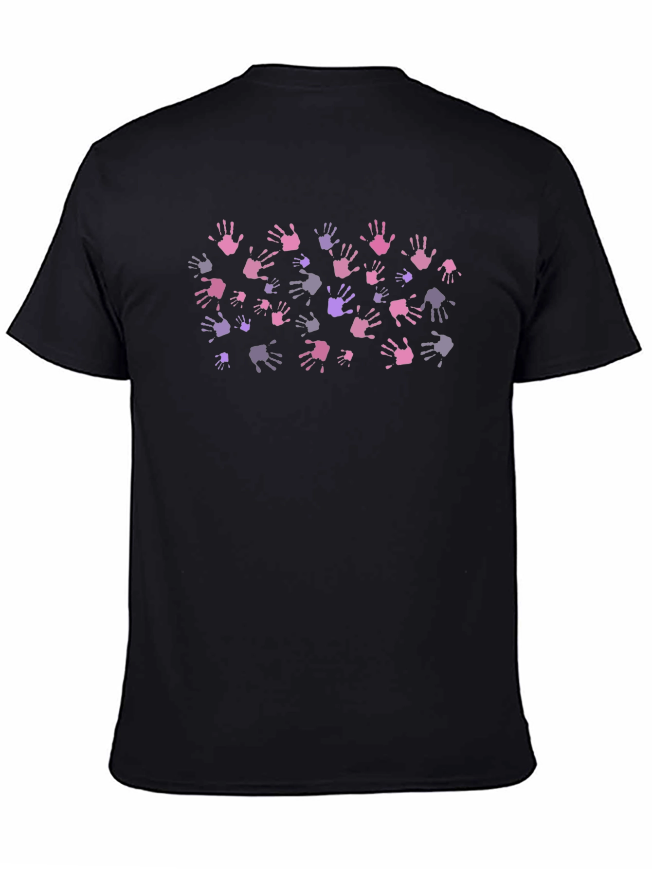 Handprint Pattern Tee - Stylish Black Cotton Shirt