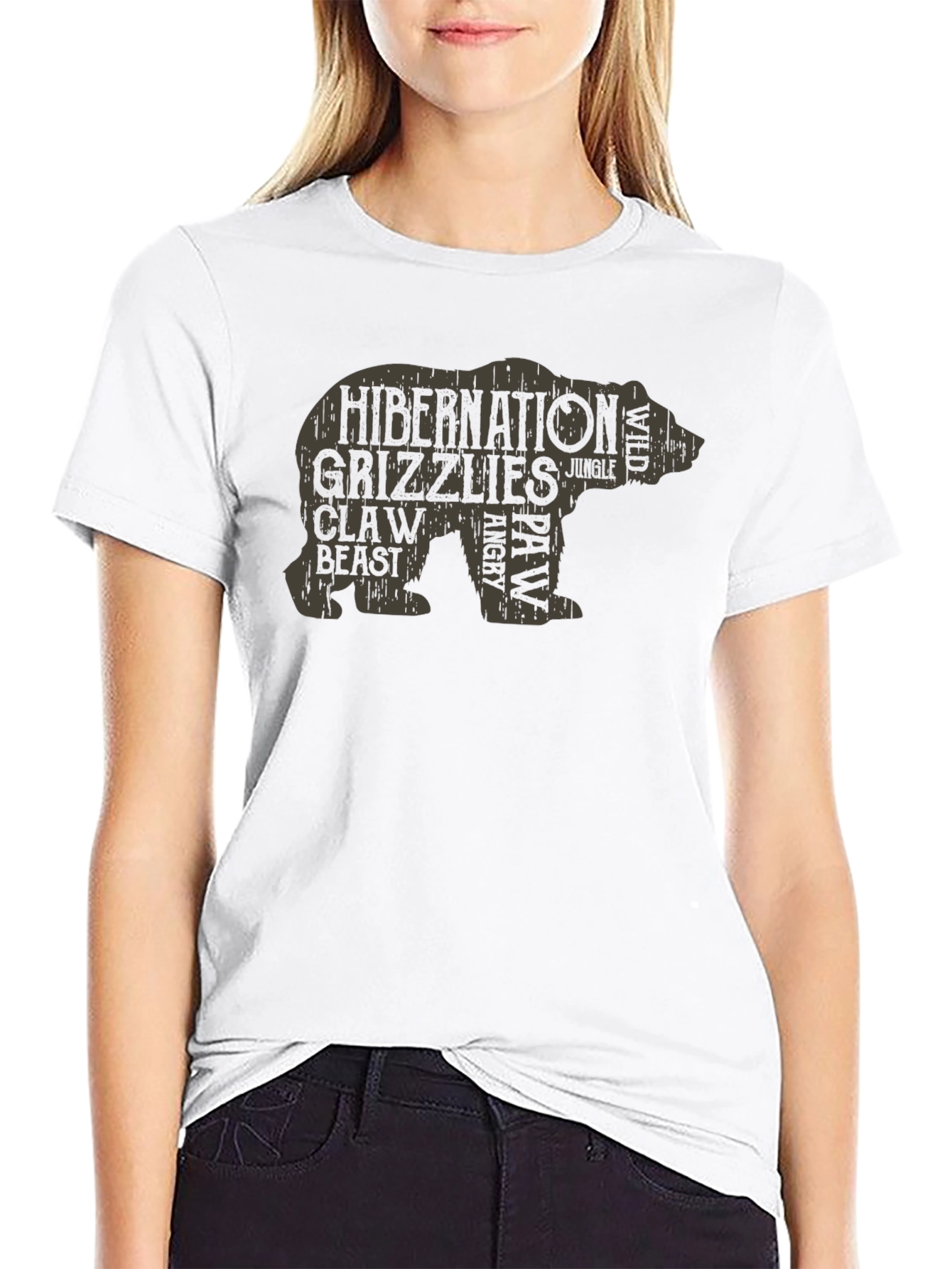 Grizzly Bear Word Art T-Shirt