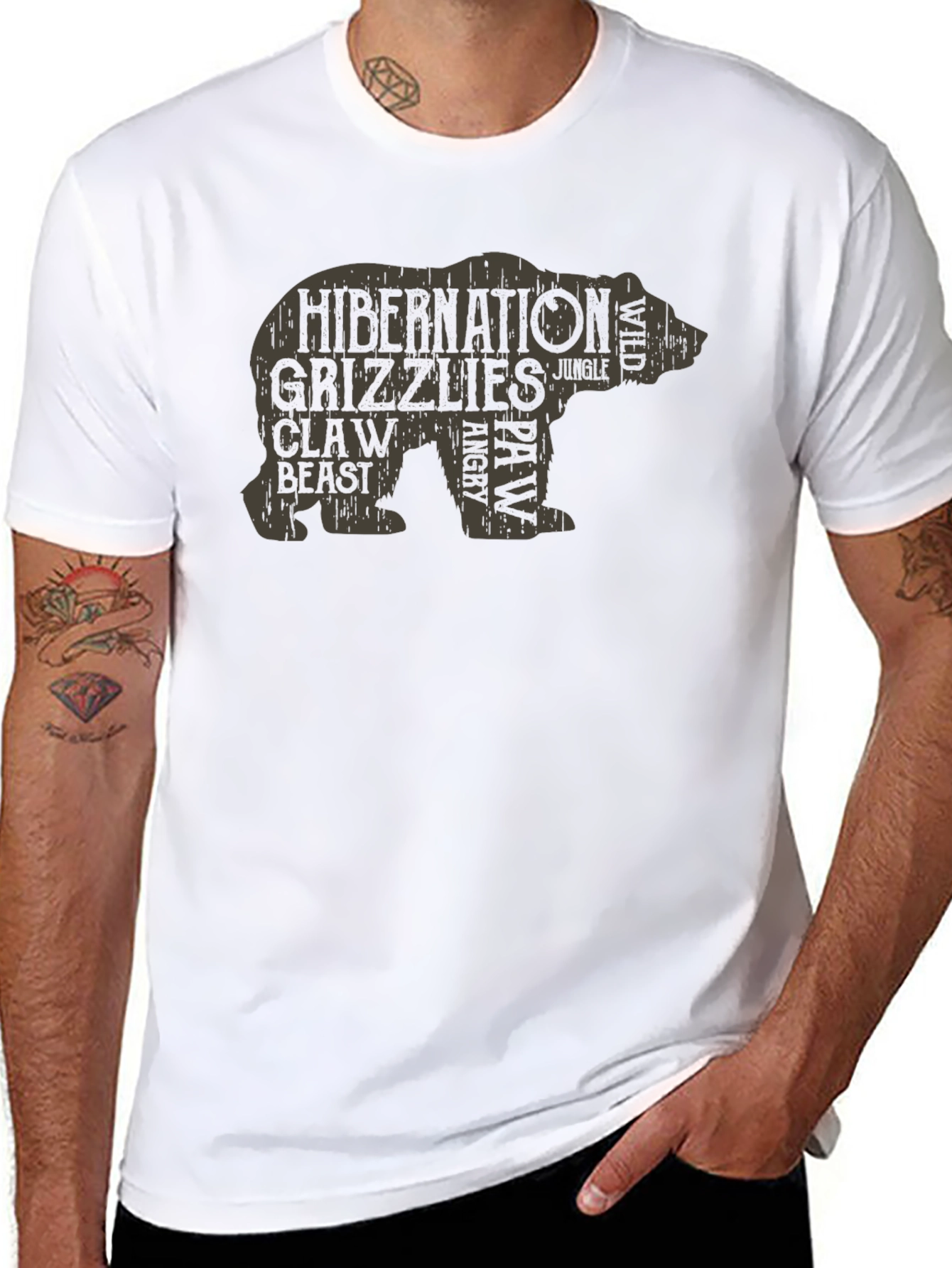 Grizzly Bear Word Art T-Shirt