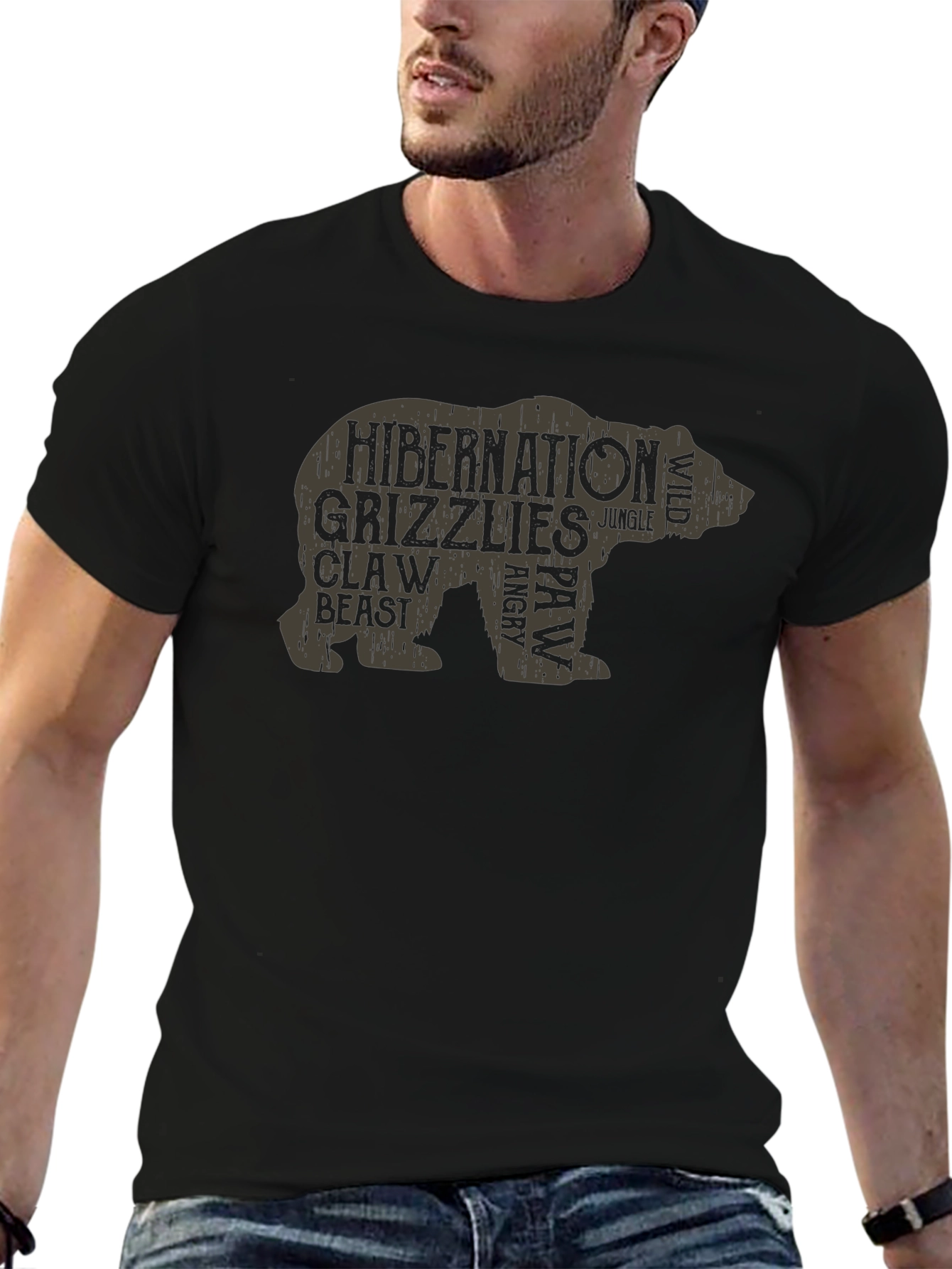 Grizzly Bear Word Art T-Shirt