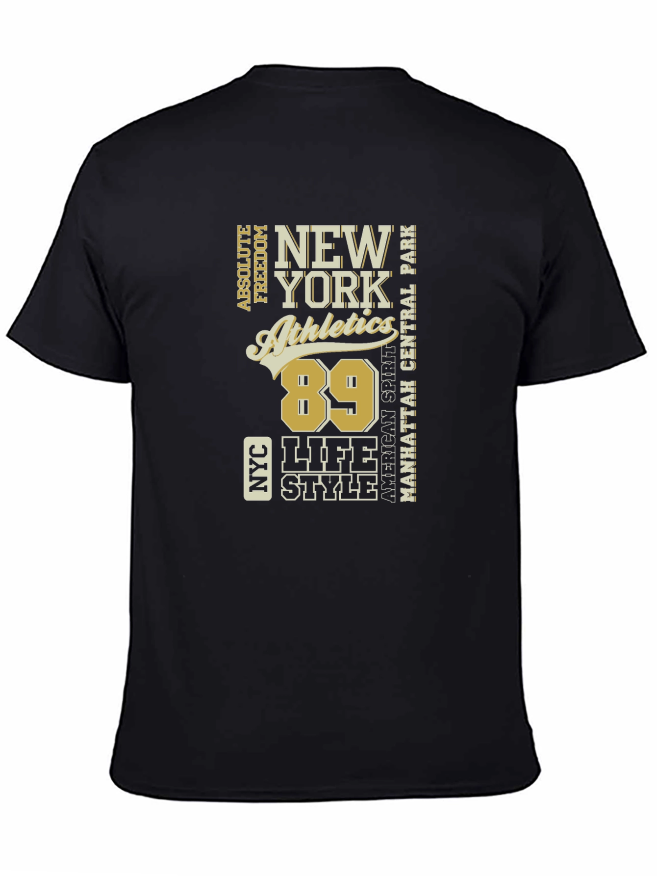 New York Athletics 89 Graphic Print Black T-Shirt