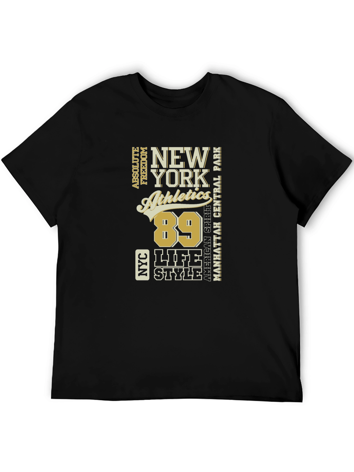 New York Athletics 89 Graphic Print Black T-Shirt