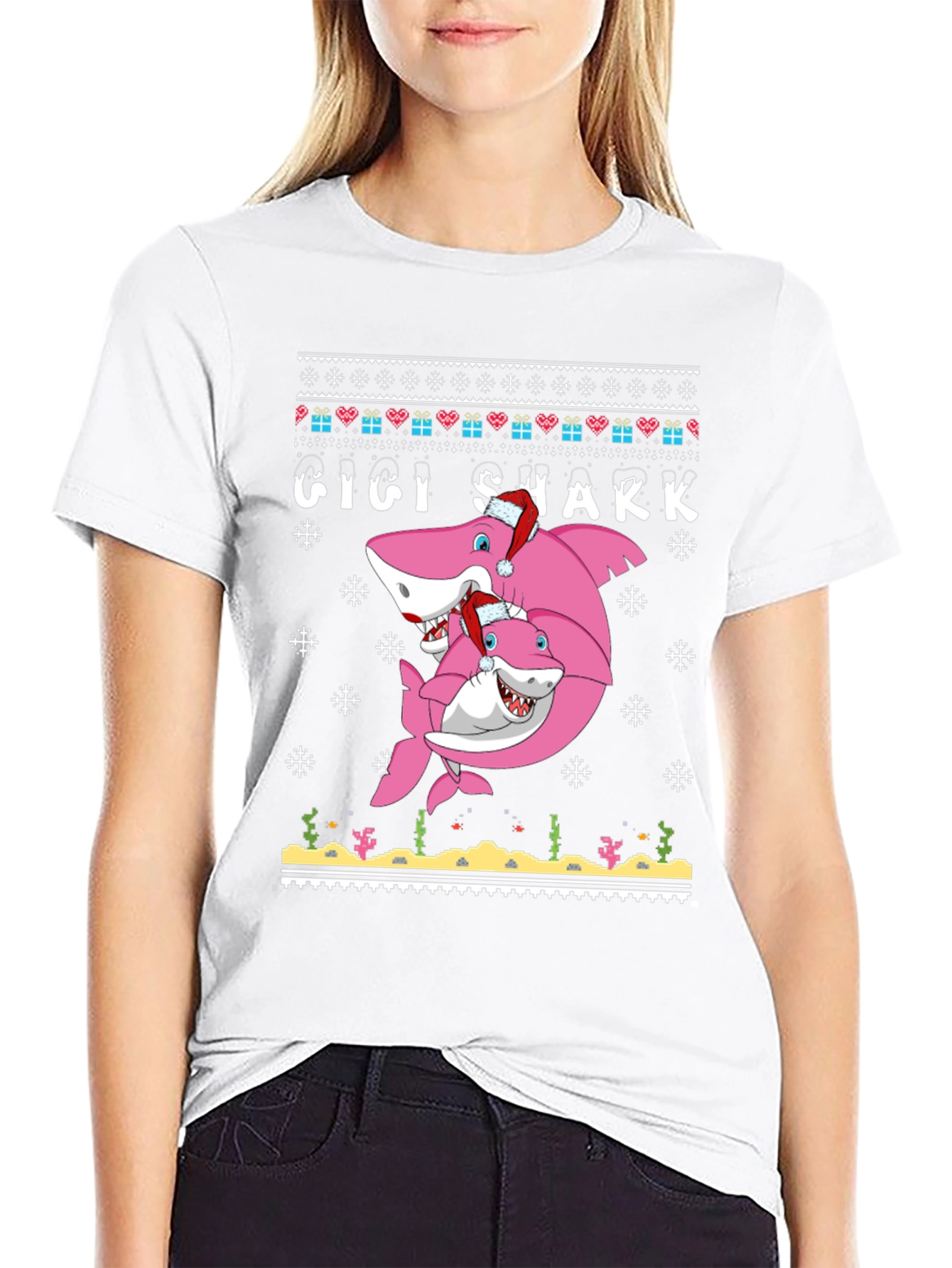 Gigi Shark Christmas Sweater T-Shirt