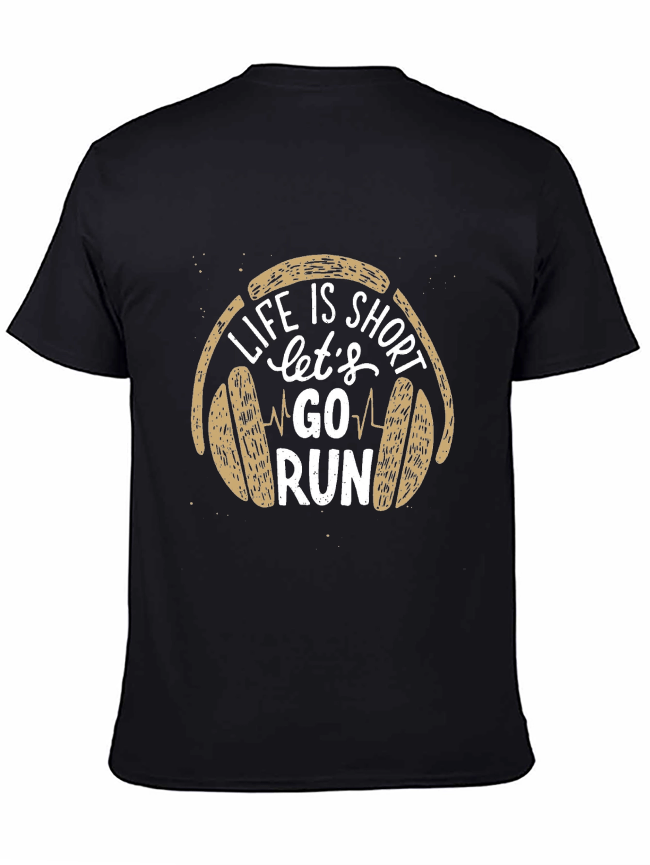 Life is Short Go Run Black Graphic Tee