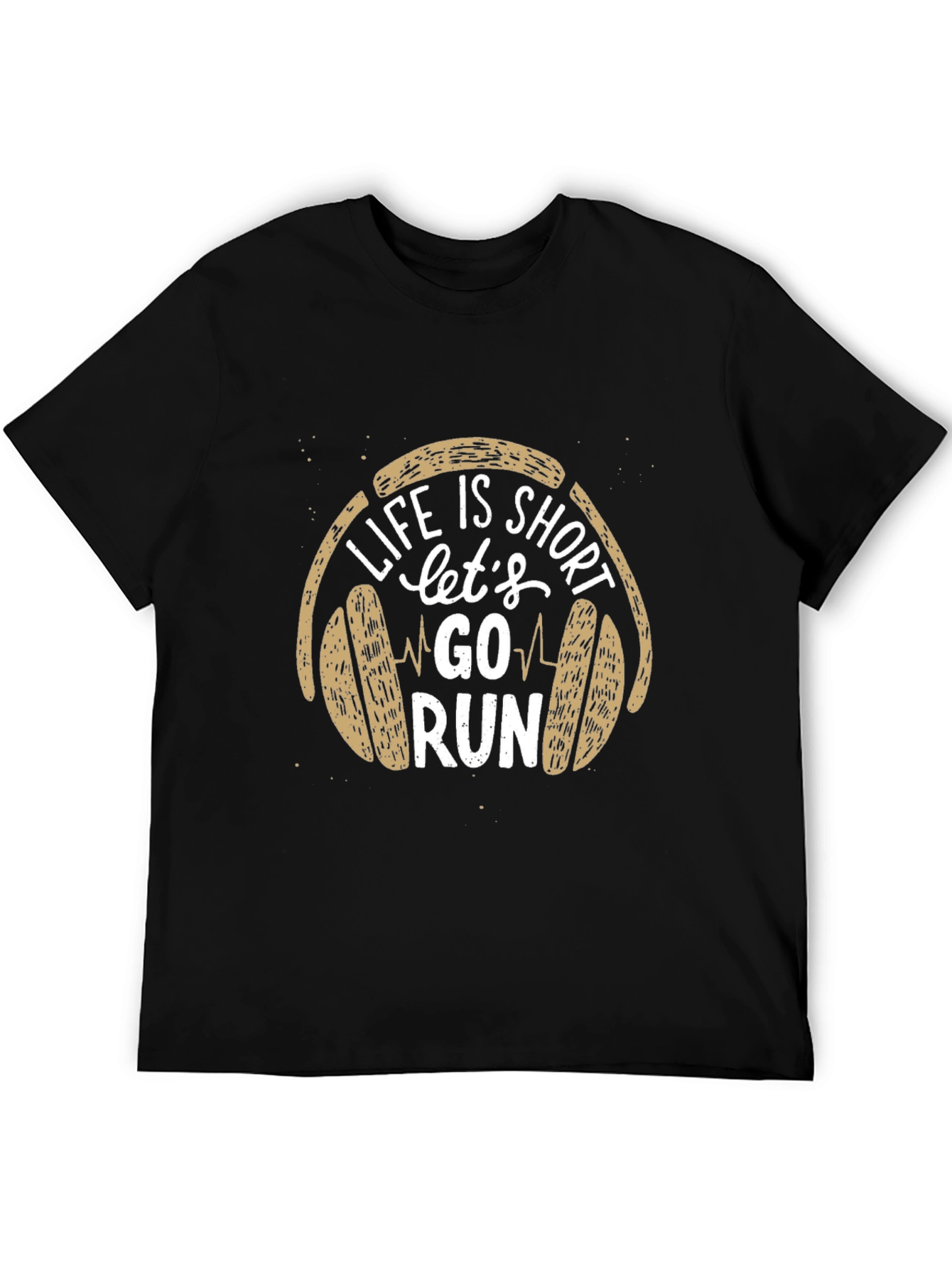 Life is Short Go Run Black Graphic Tee