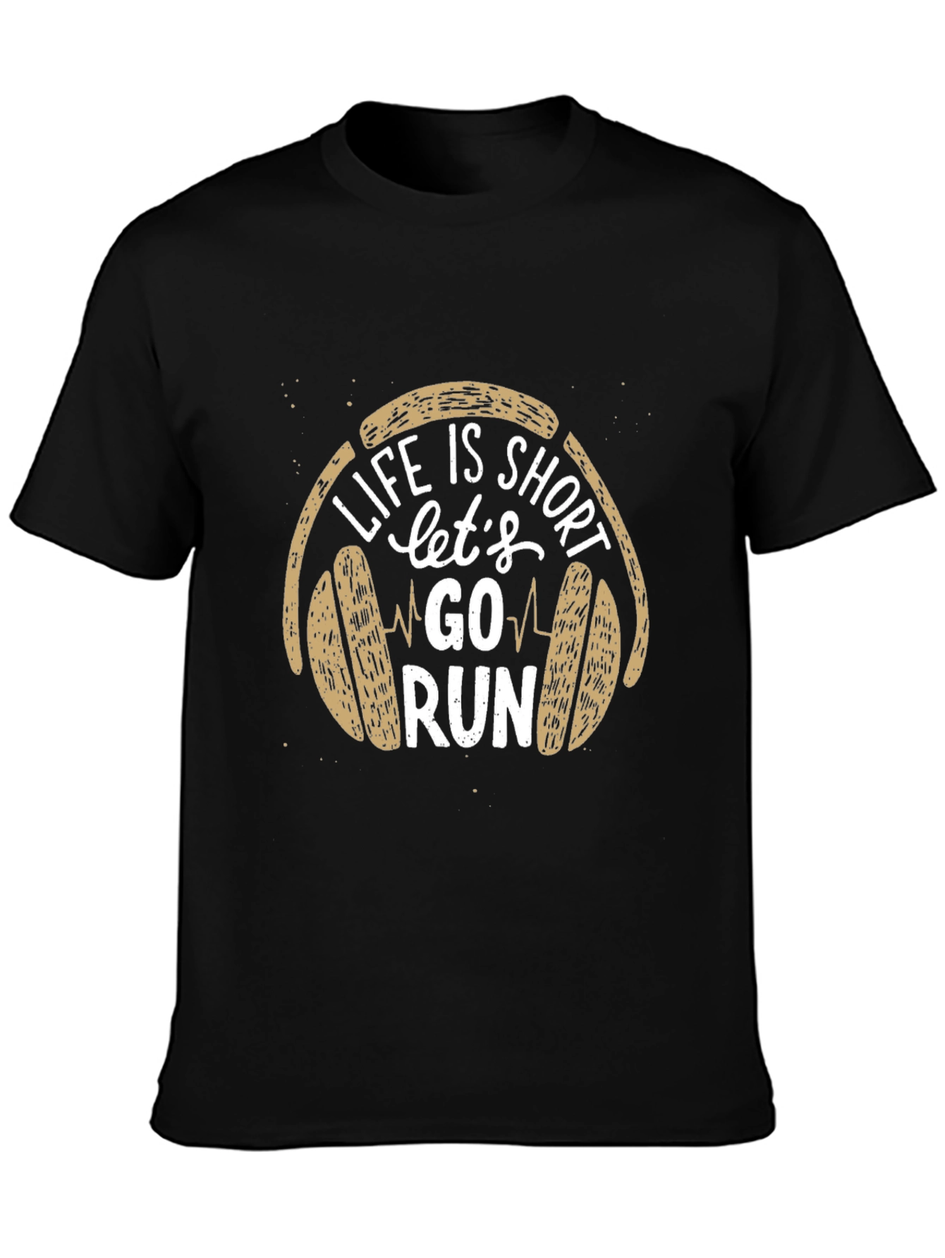 Life is Short Go Run Black Graphic Tee