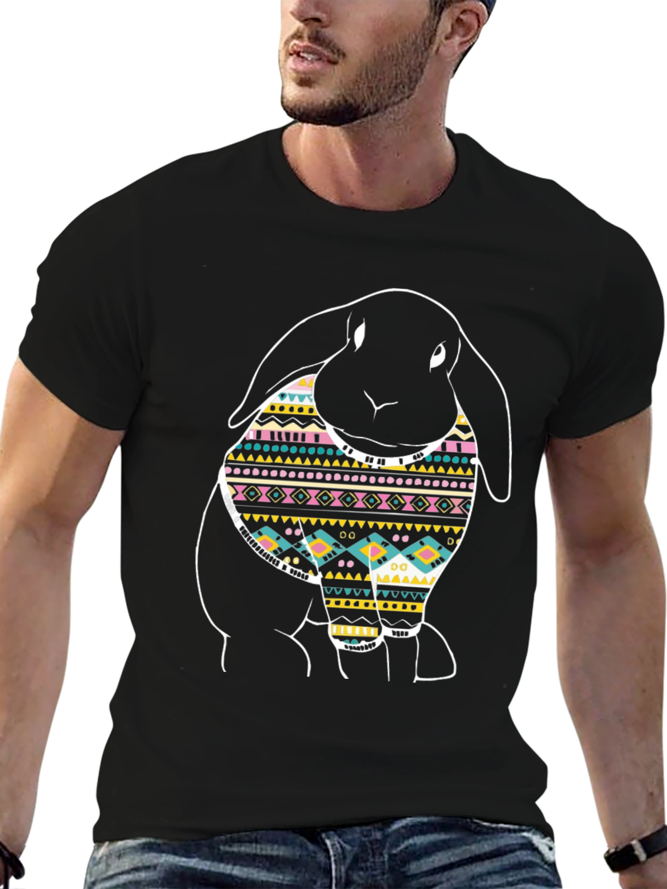 Rabbit Pattern Graphic T-Shirt