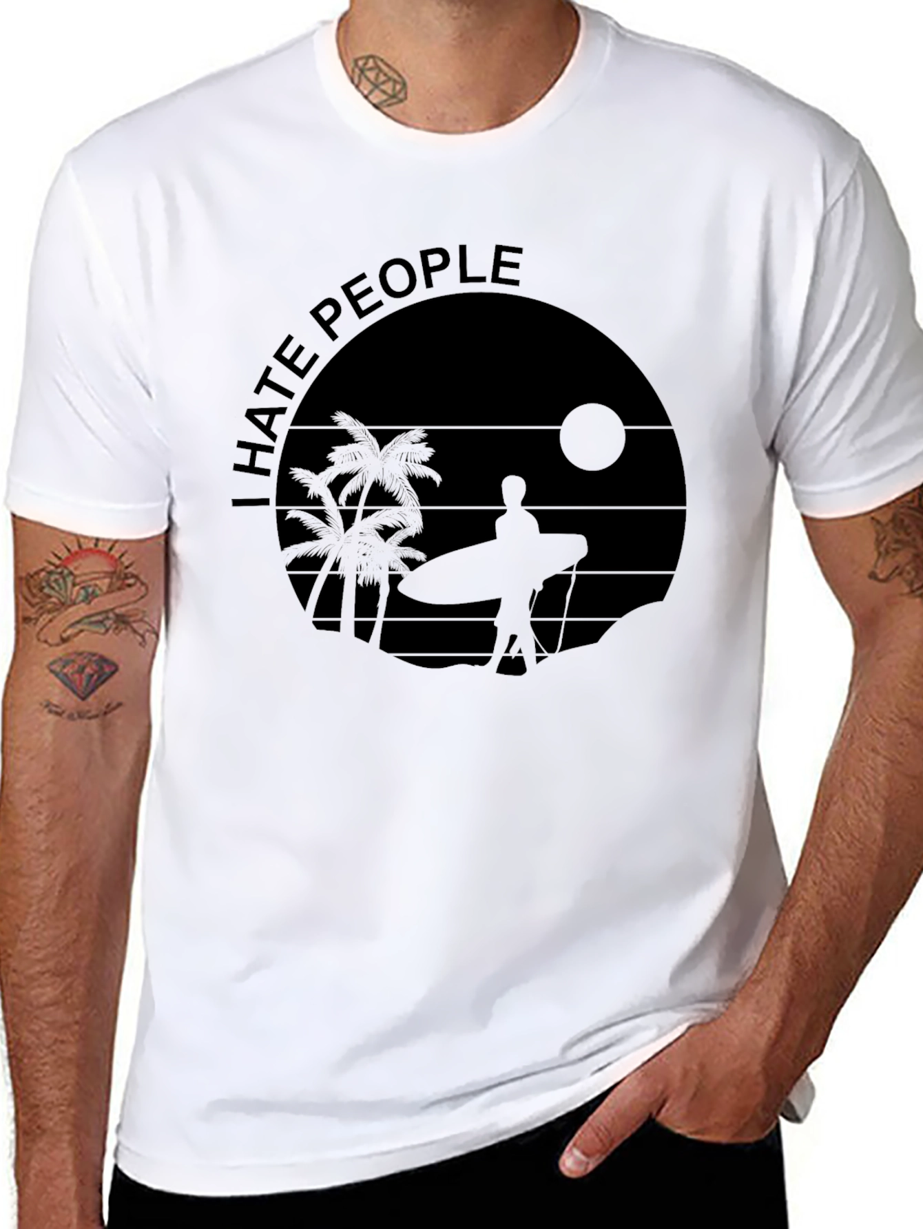 I Hate People Surfer Graphic Tee - Beach Vibes