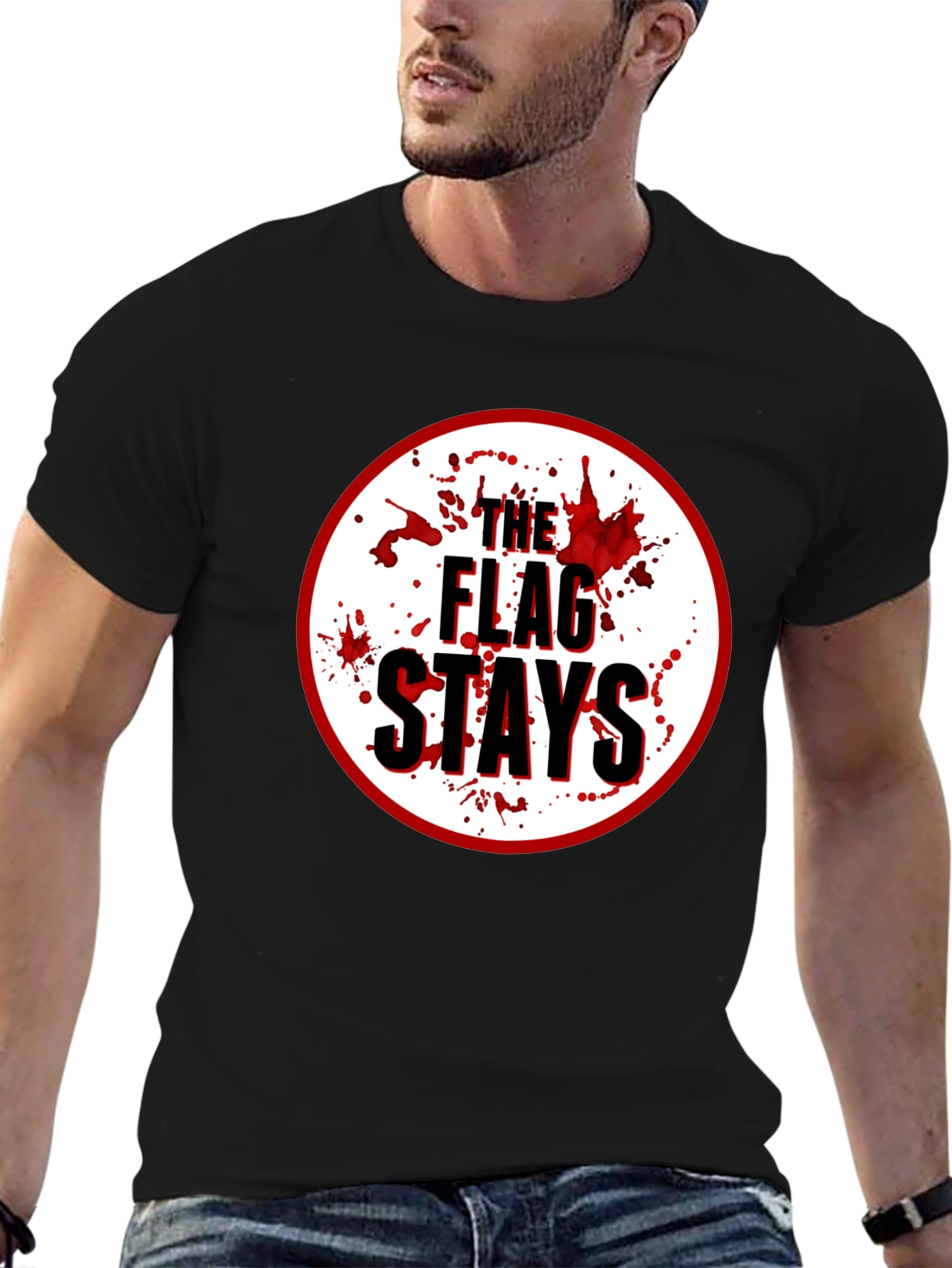 The Flag Stays Graphic Print Black T-Shirt