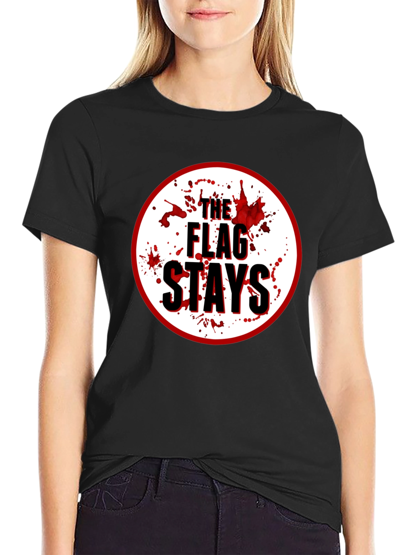 The Flag Stays Graphic Print Black T-Shirt