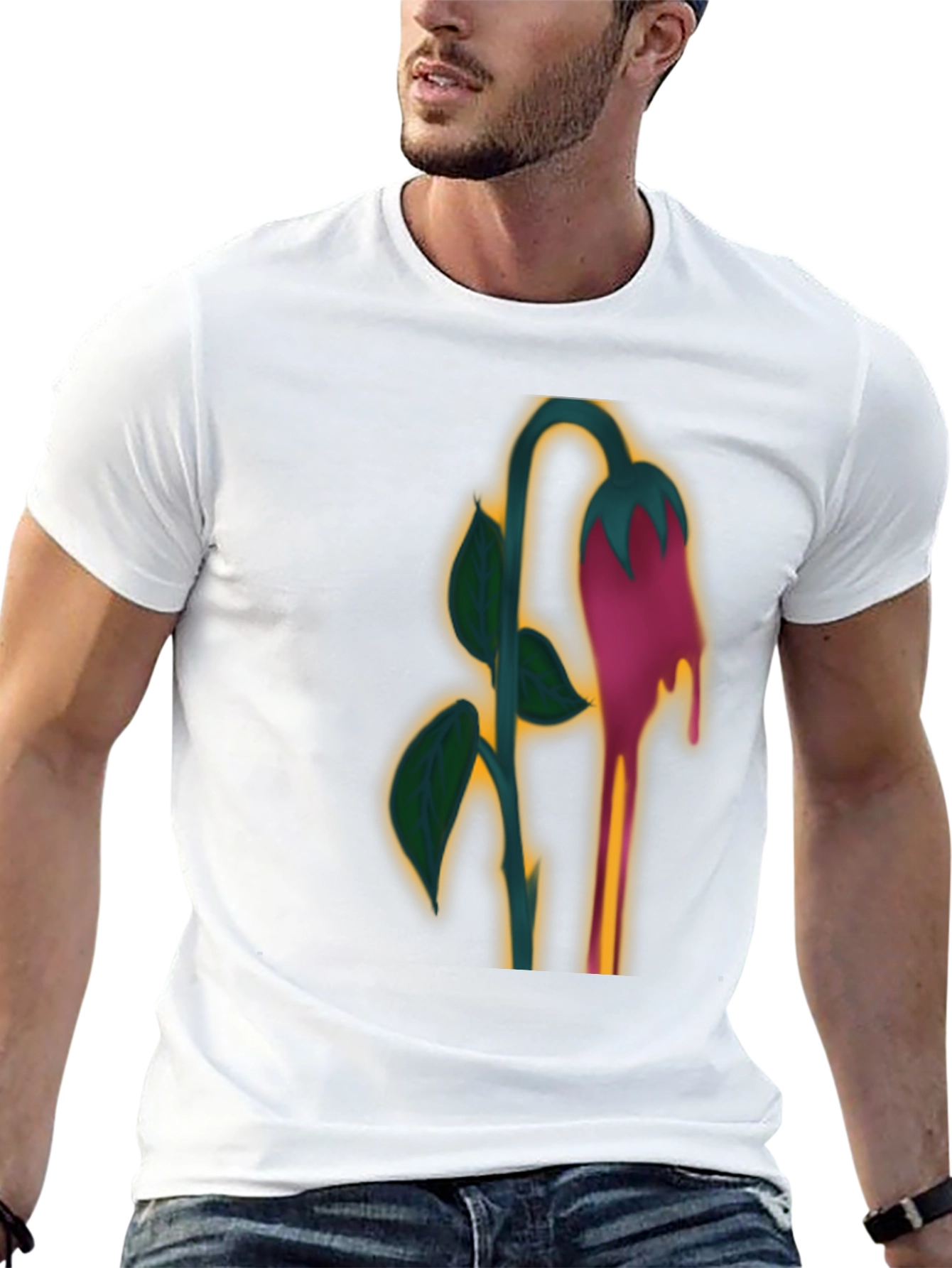 Unique Dripping Flower Graphic T-Shirt